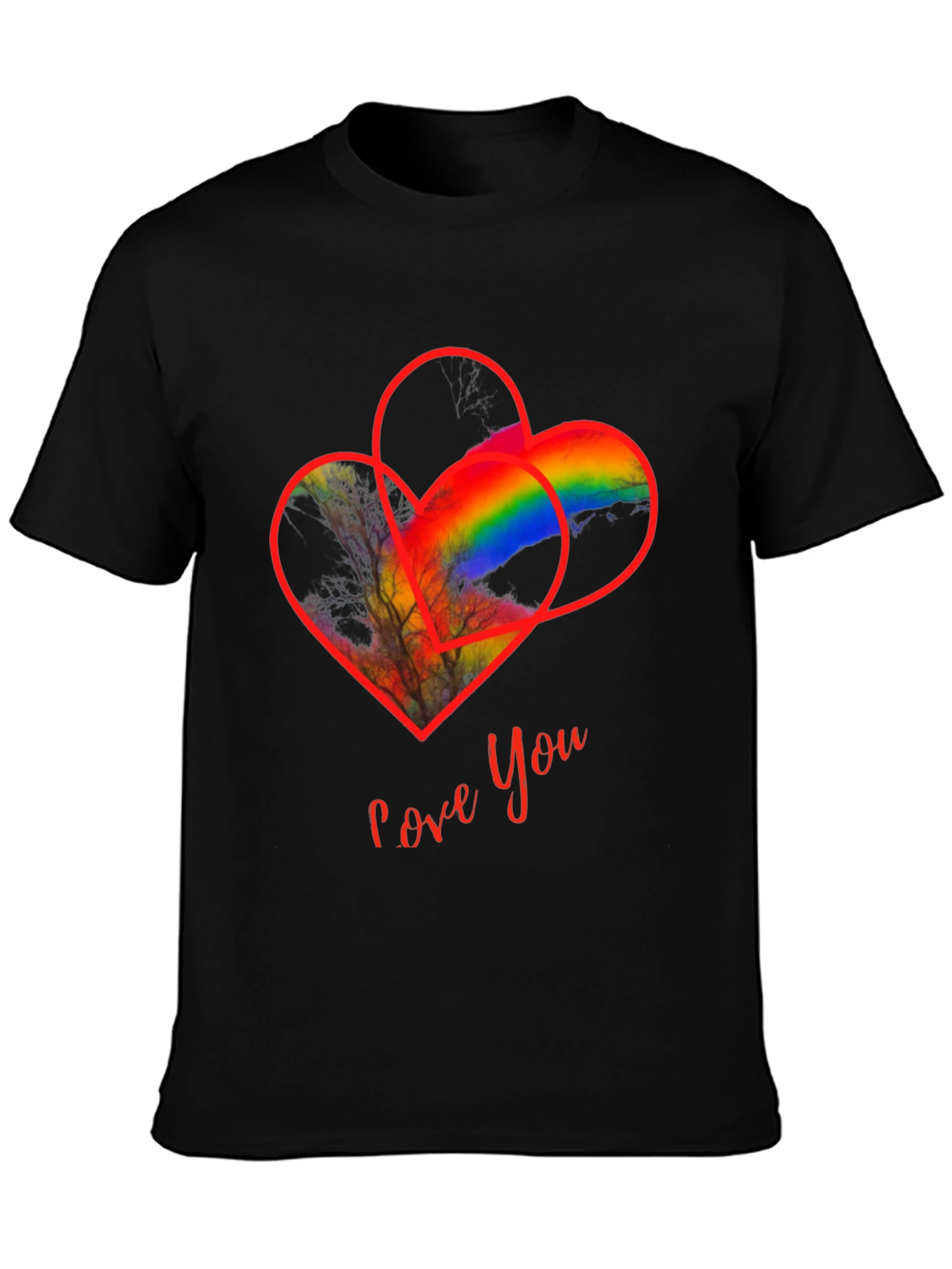 Love You Heart Rainbow Graphic Tee