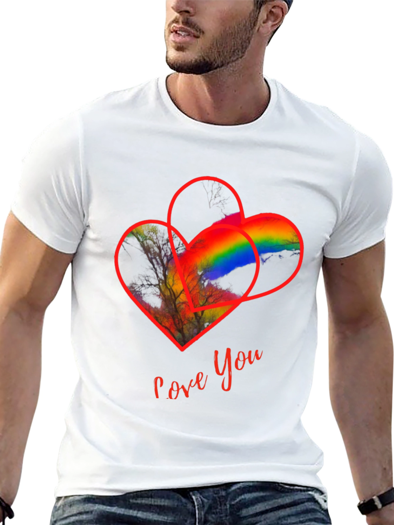 Love You Heart Rainbow Graphic Tee