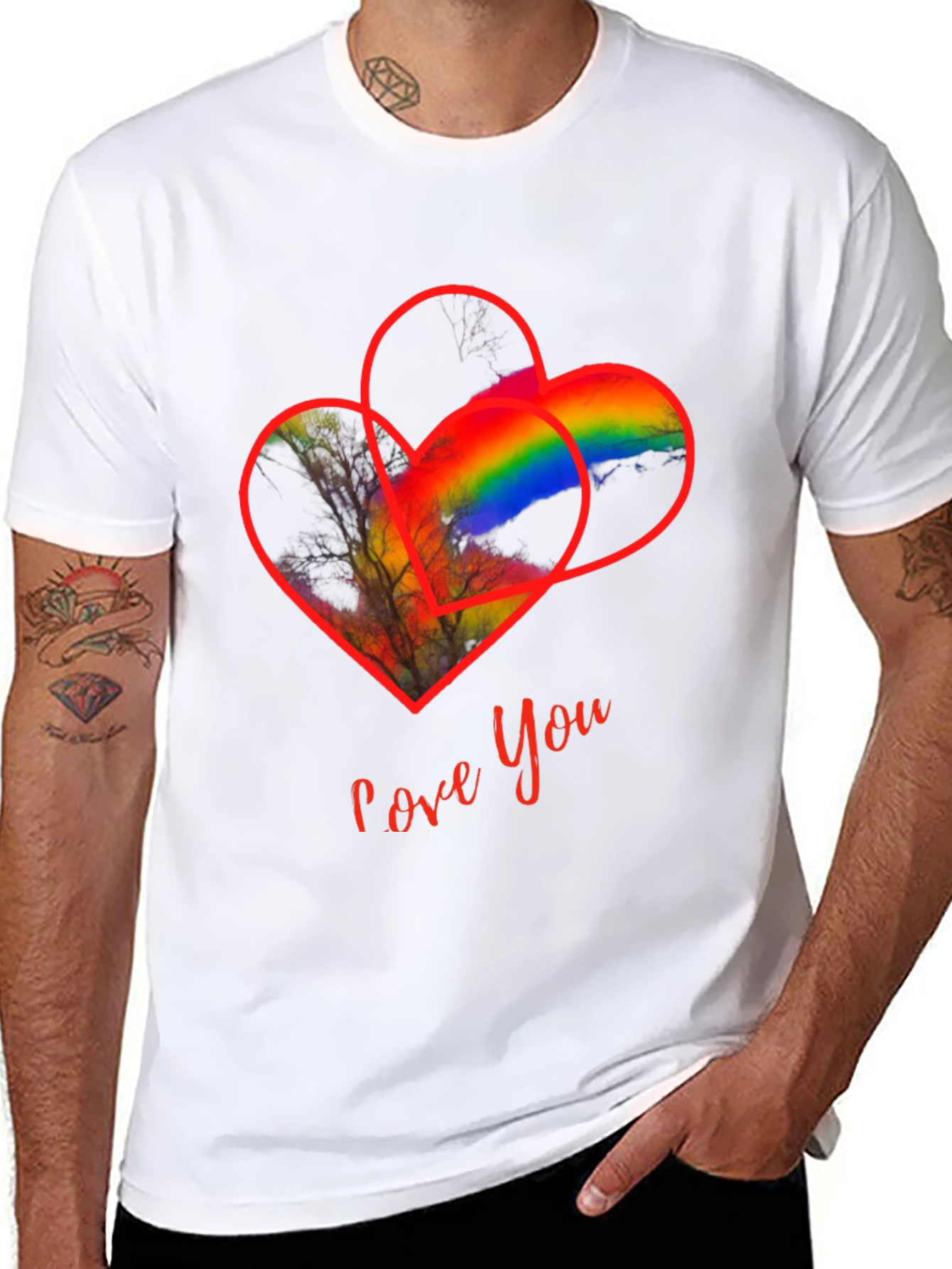 Love You Heart Rainbow Graphic Tee