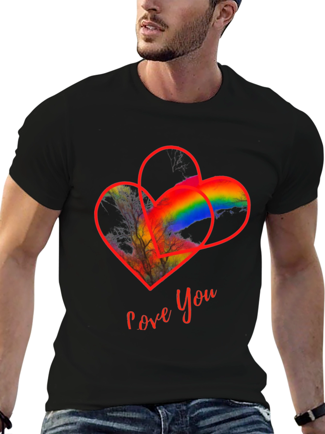 Love You Heart Rainbow Graphic Tee