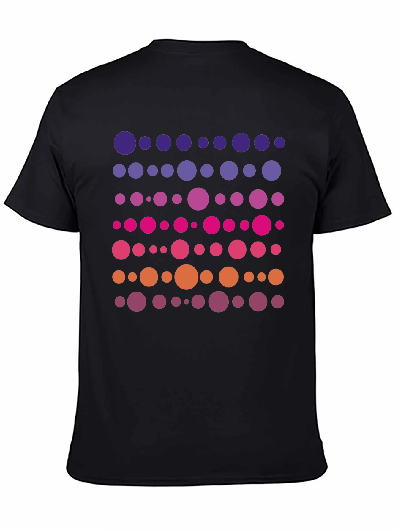Retro Gradient Dot Pattern Black T-Shirt