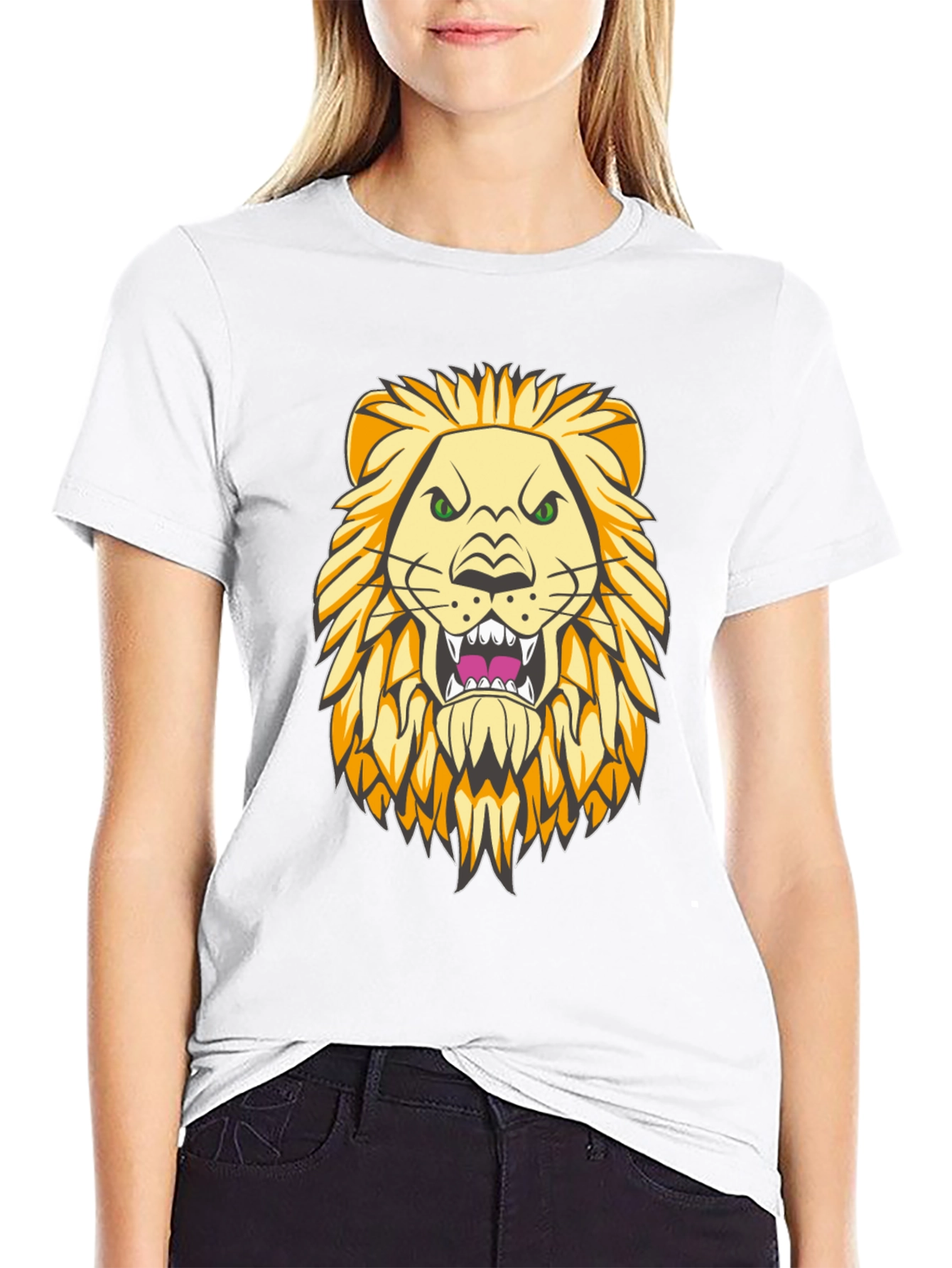 Lion Graphic Print Black T-Shirt