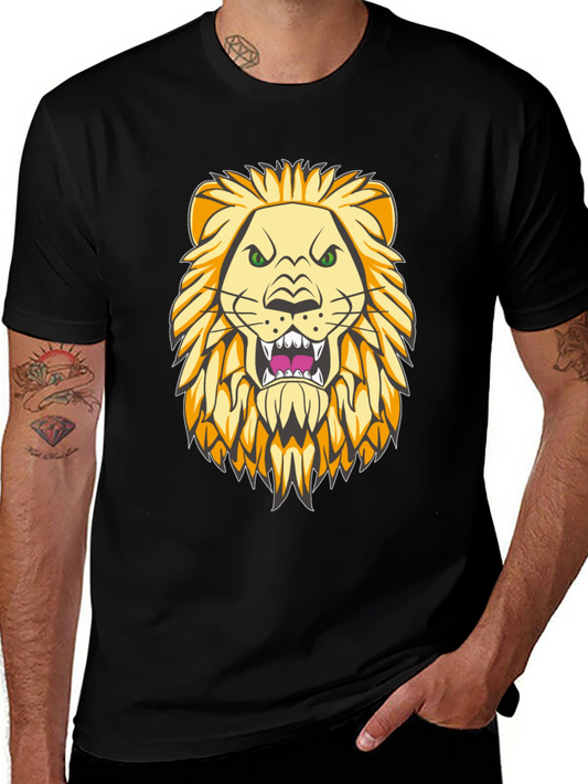Lion Graphic Print Black T-Shirt