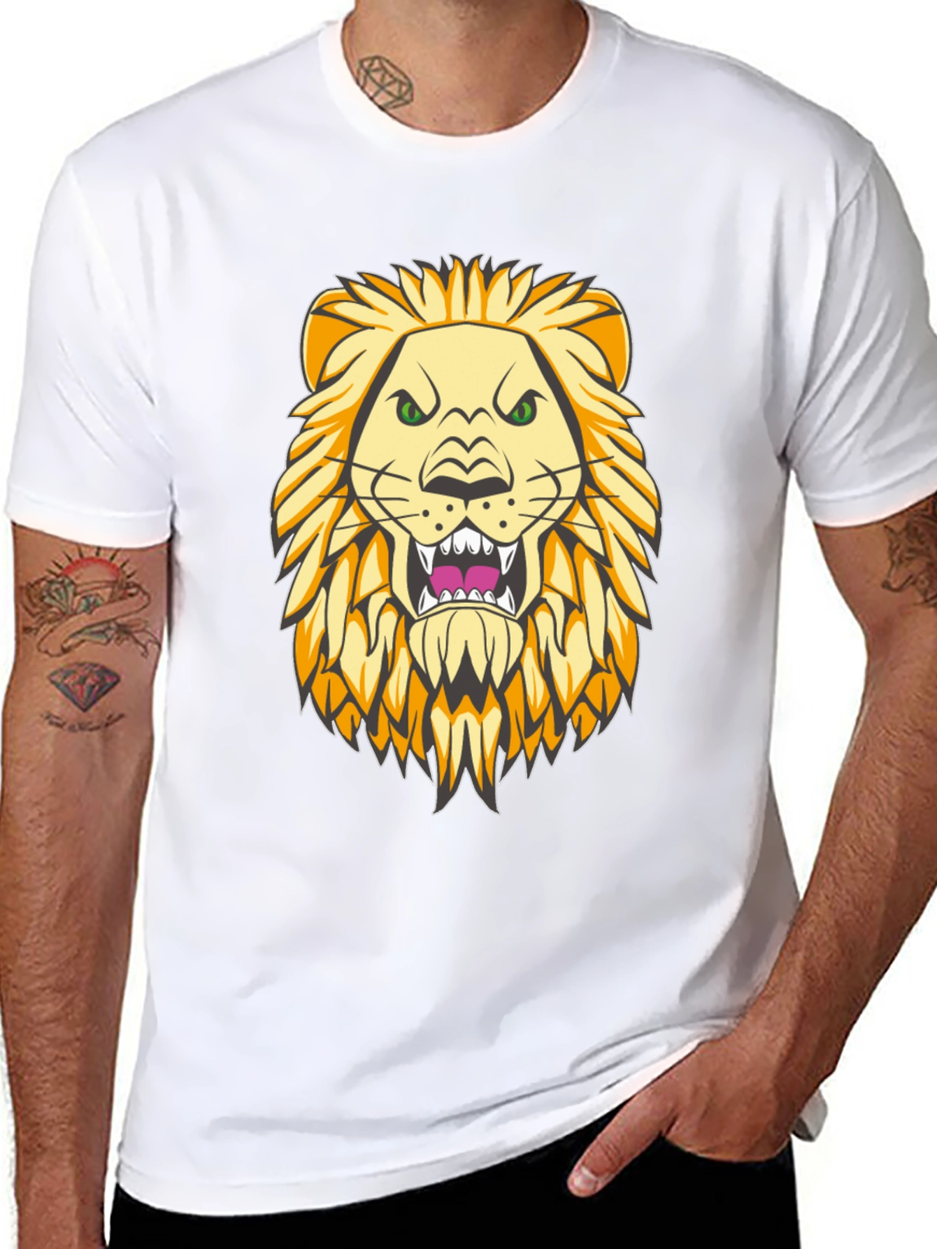 Lion Graphic Print Black T-Shirt