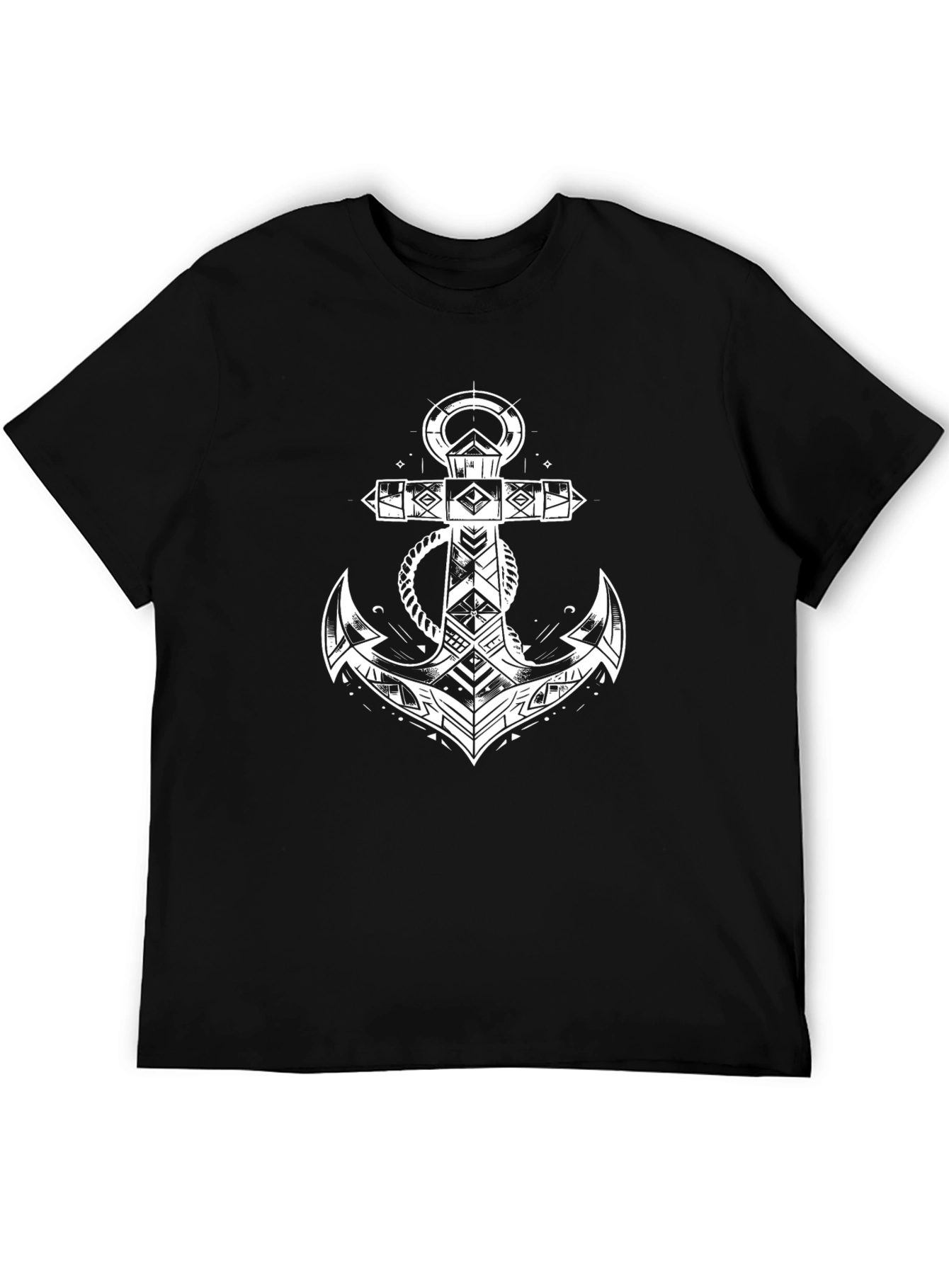 Tribal Anchor Graphic Black T-Shirt