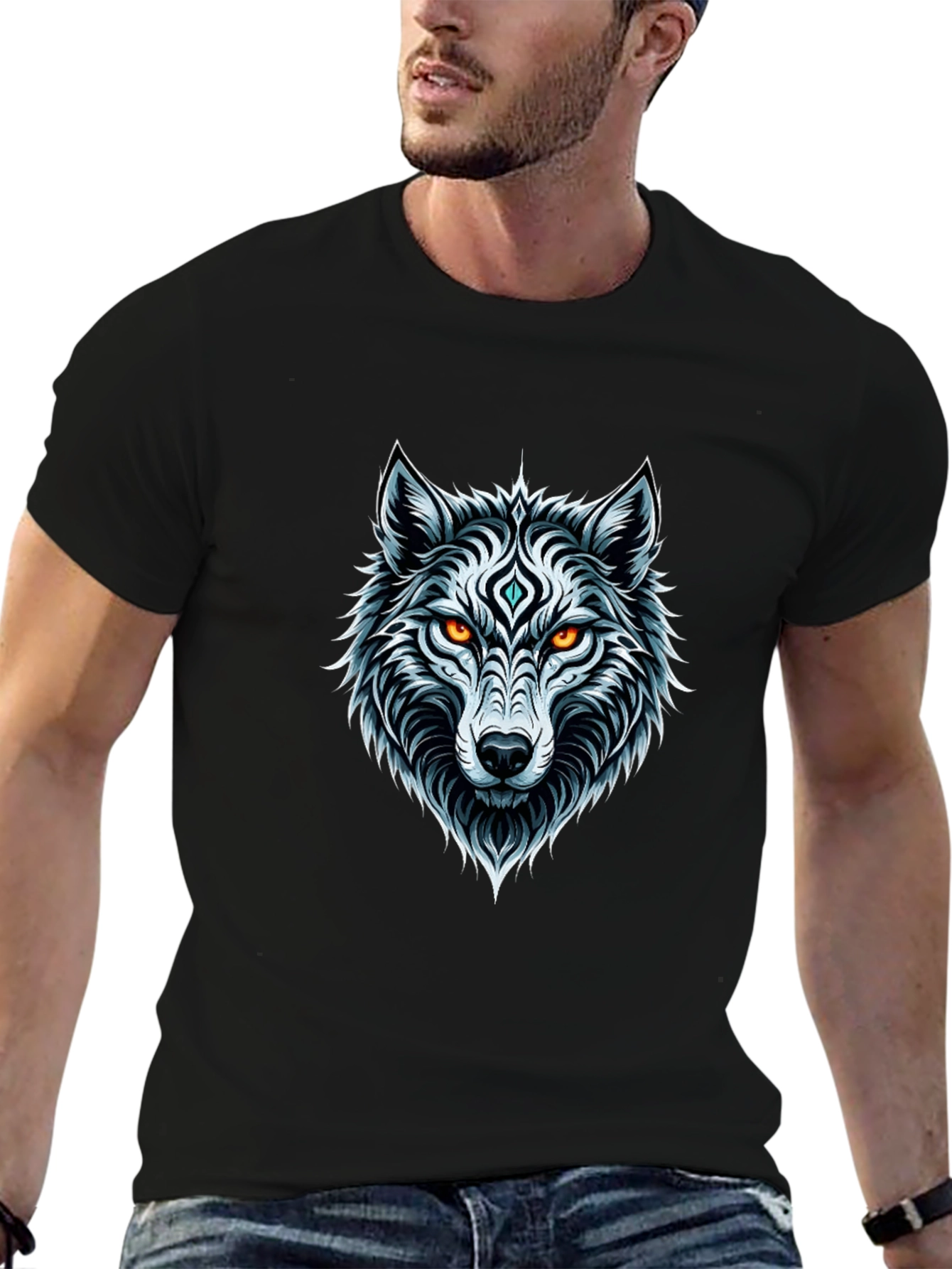 Wolf Graphic Tee - Black Mens T-Shirt