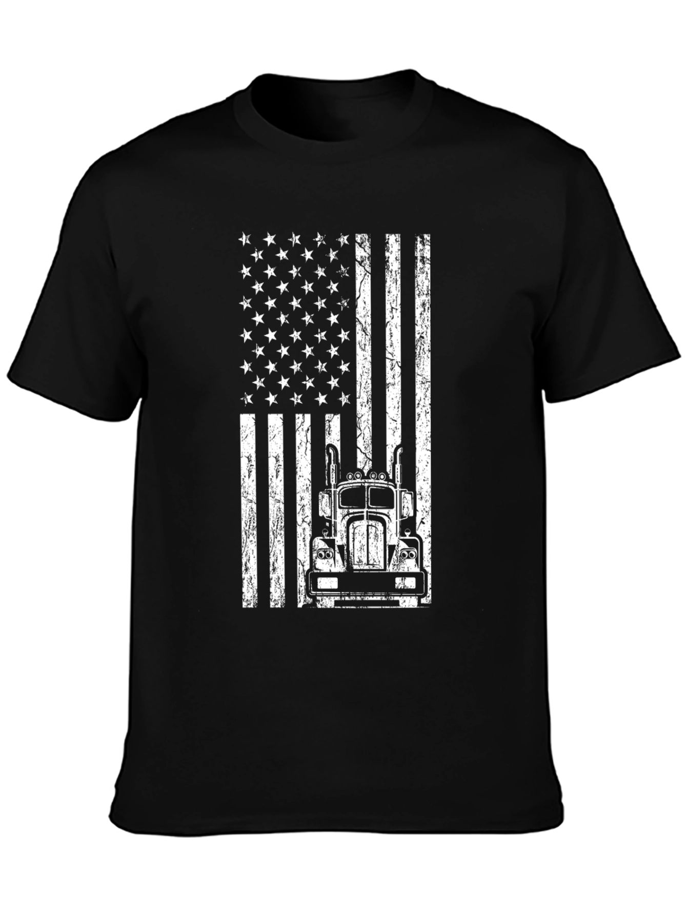 American Flag Trucker T-Shirt - Patriotic Driving Style