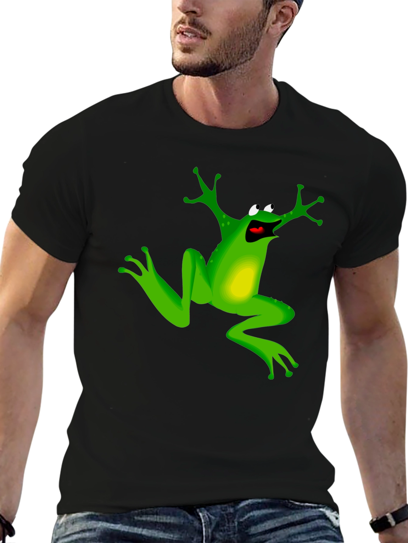 Funny Frog Graphic T-Shirt - Black