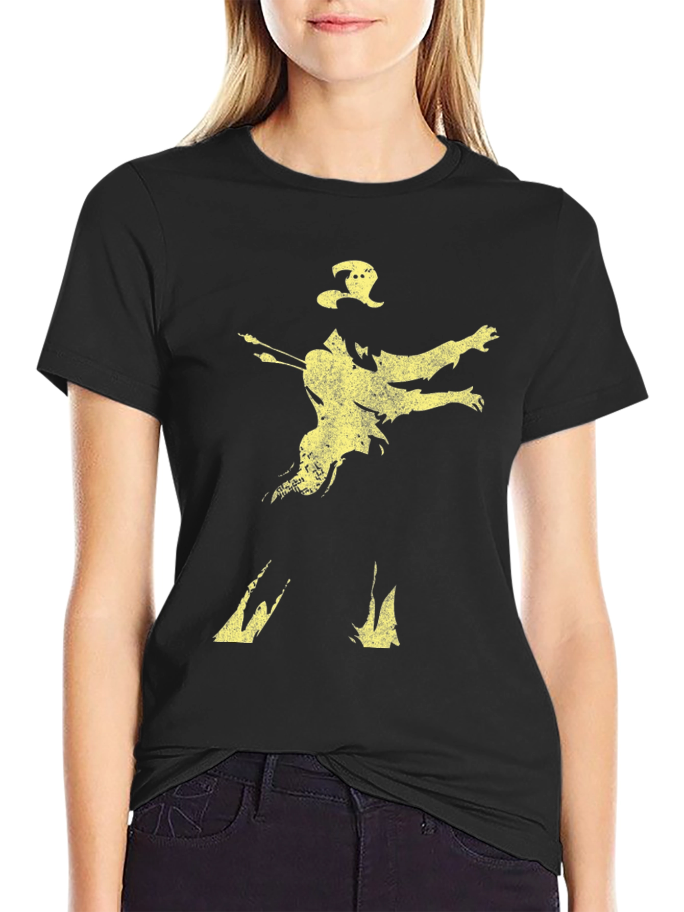 Distressed Silhouette Graphic Print Mens Tee