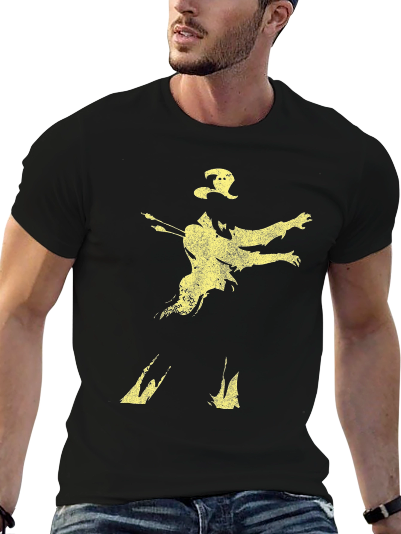 Distressed Silhouette Graphic Print Mens Tee