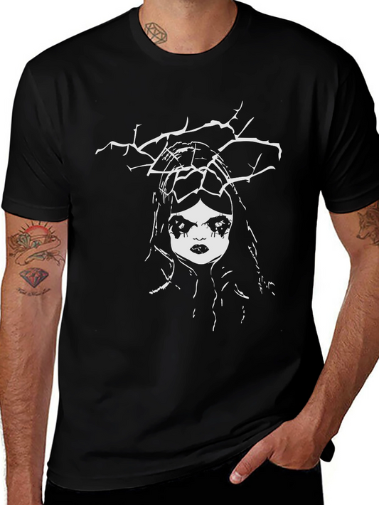 Creepy Doll Graphic Black T-Shirt