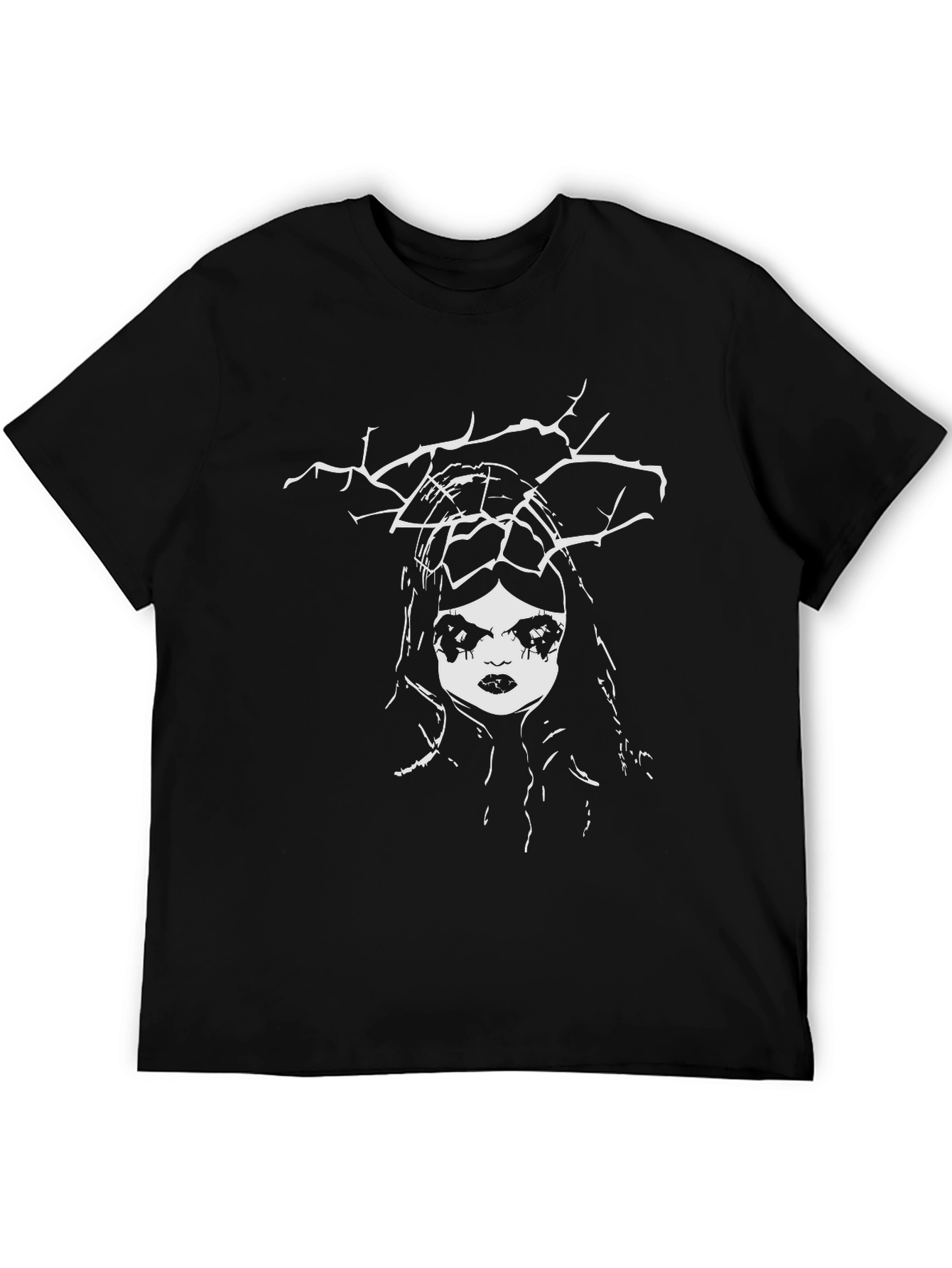 Creepy Doll Graphic Black T-Shirt