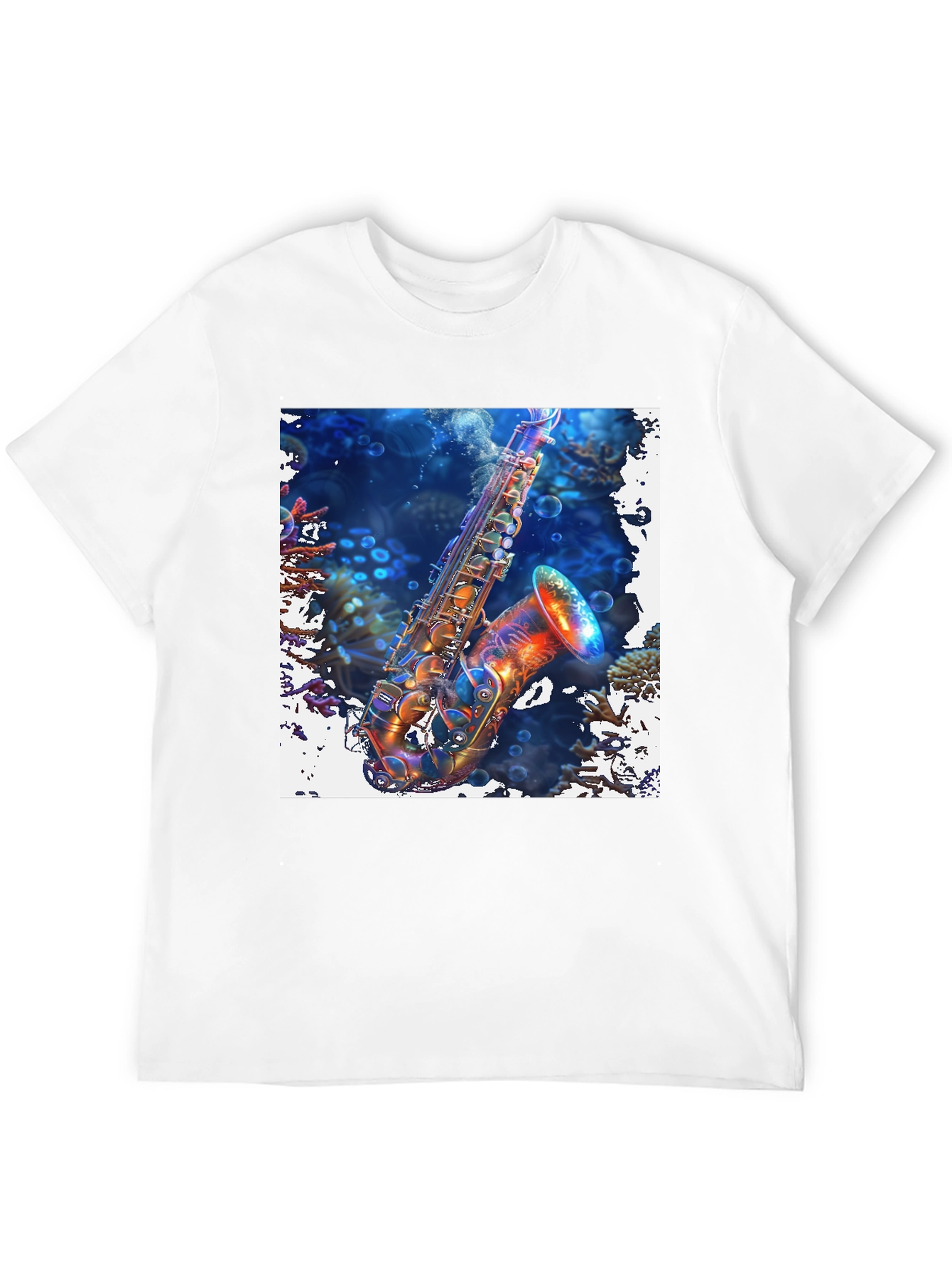 Saxophone in Coral Reef Graphic Tee