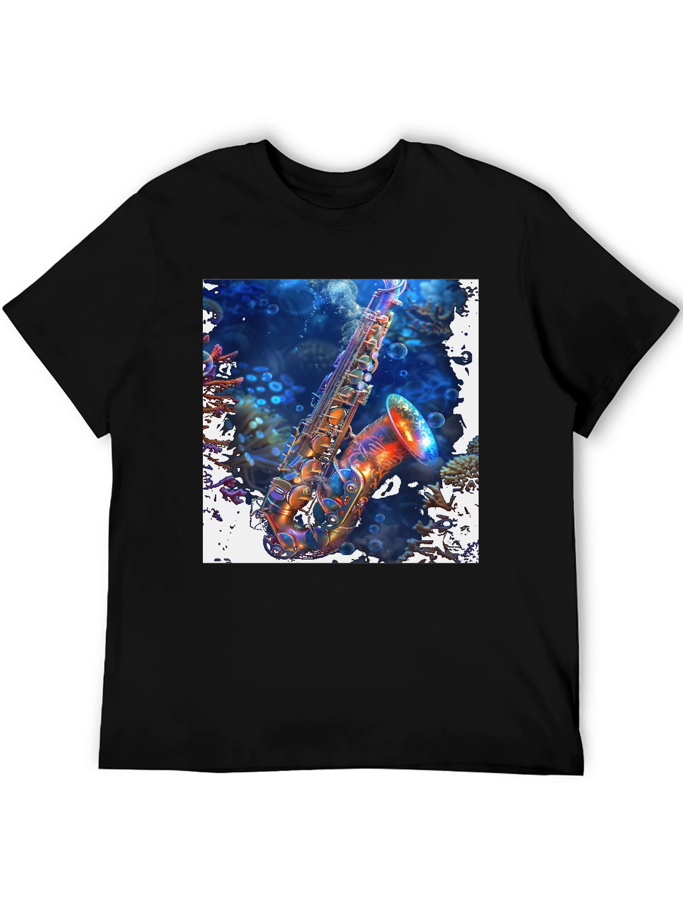 Saxophone in Coral Reef Graphic Tee