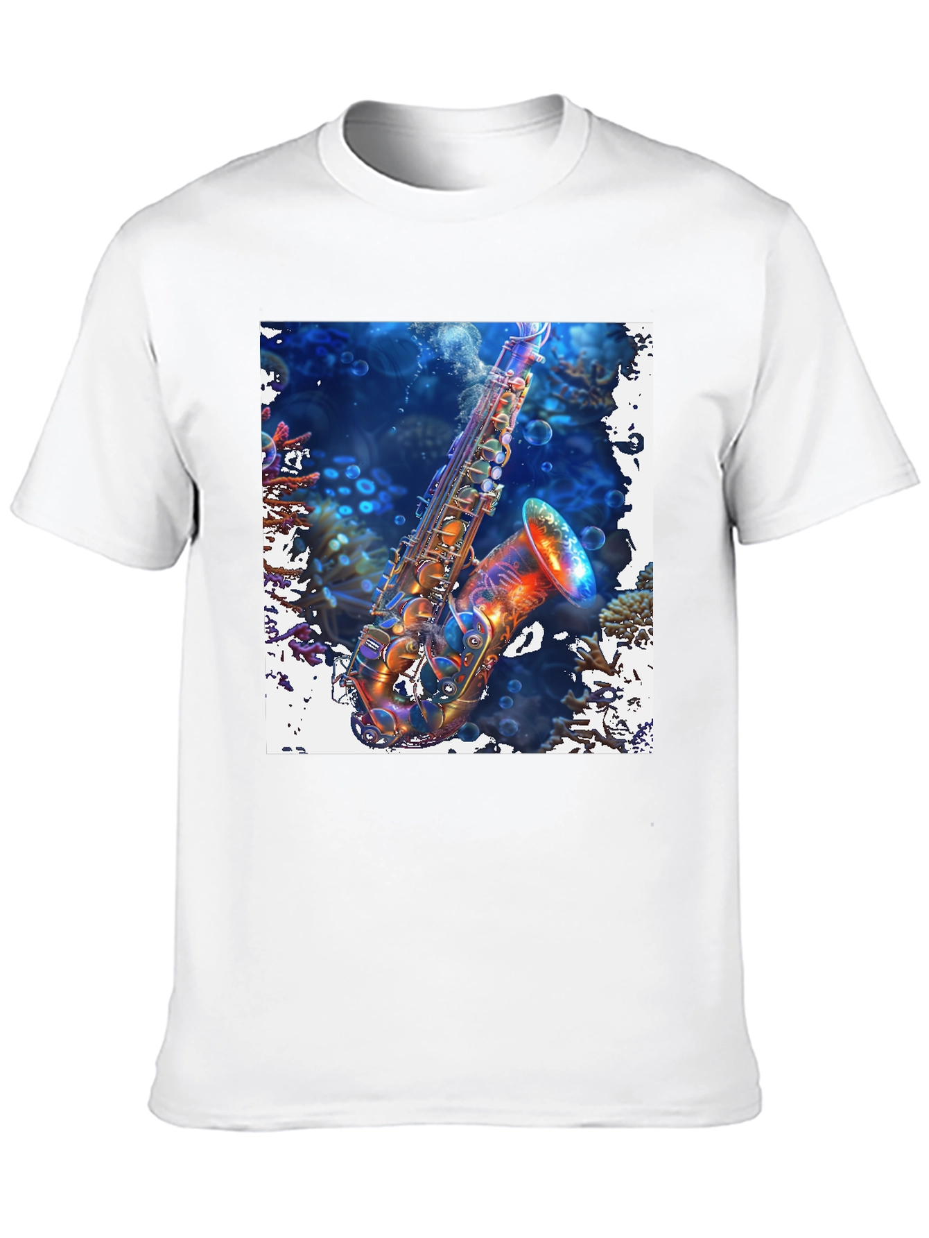 Saxophone in Coral Reef Graphic Tee