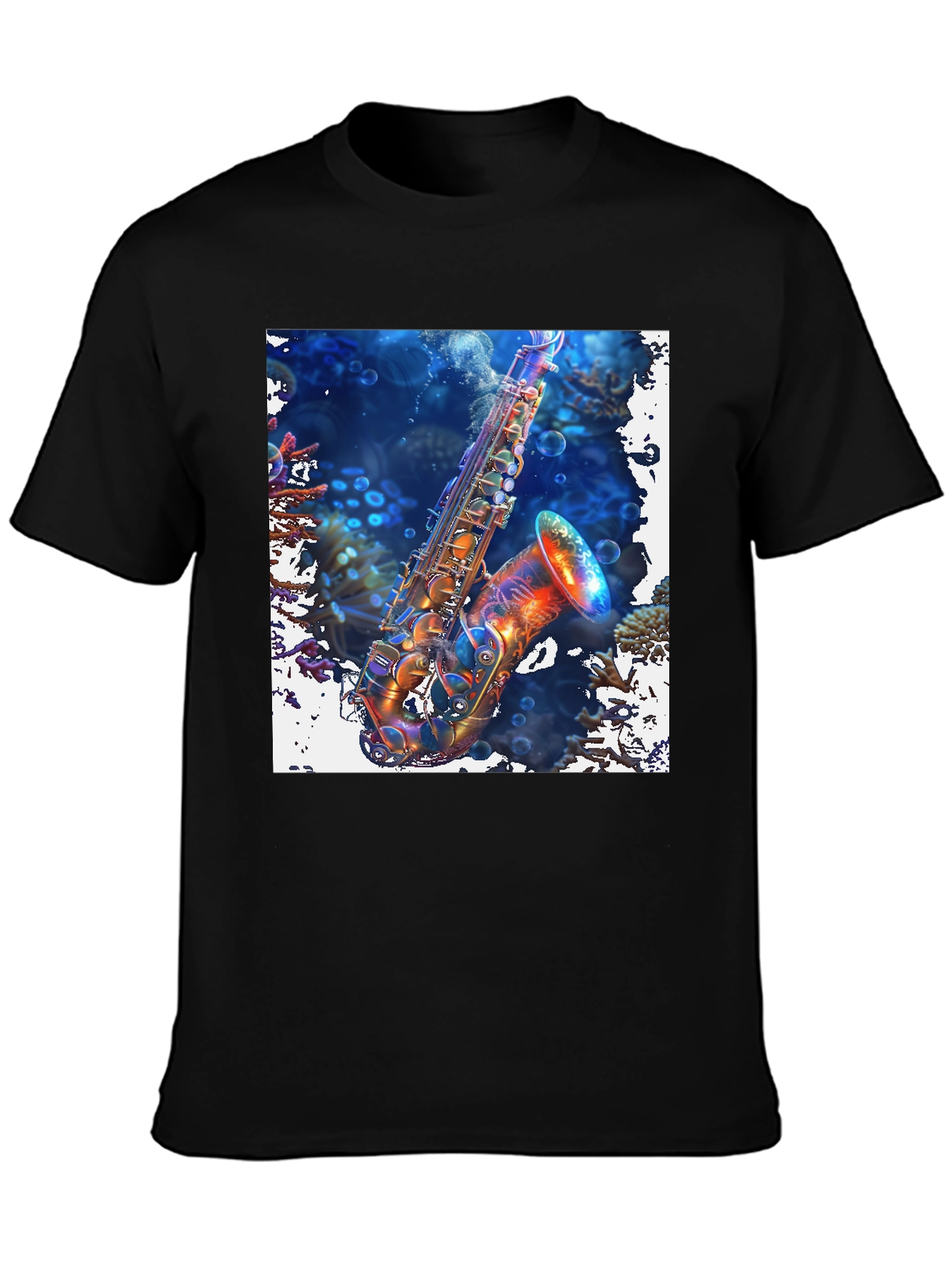Saxophone in Coral Reef Graphic Tee