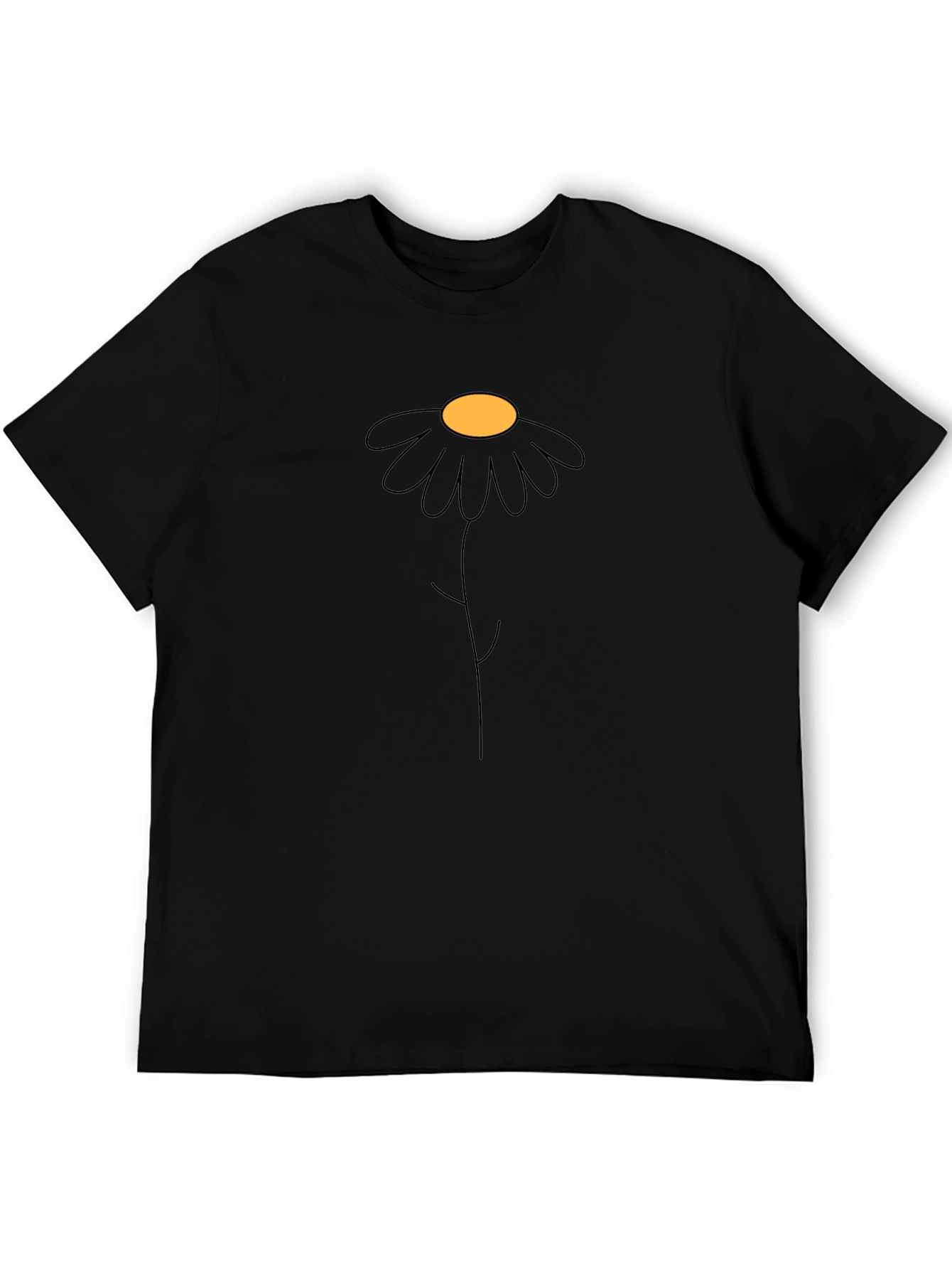 Minimalist Daisy Graphic Black T-Shirt