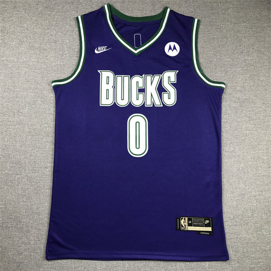 Men's Milwaukee Bucks Damian Lillard #0 Purple Swingman Jerseys - Classic Edition