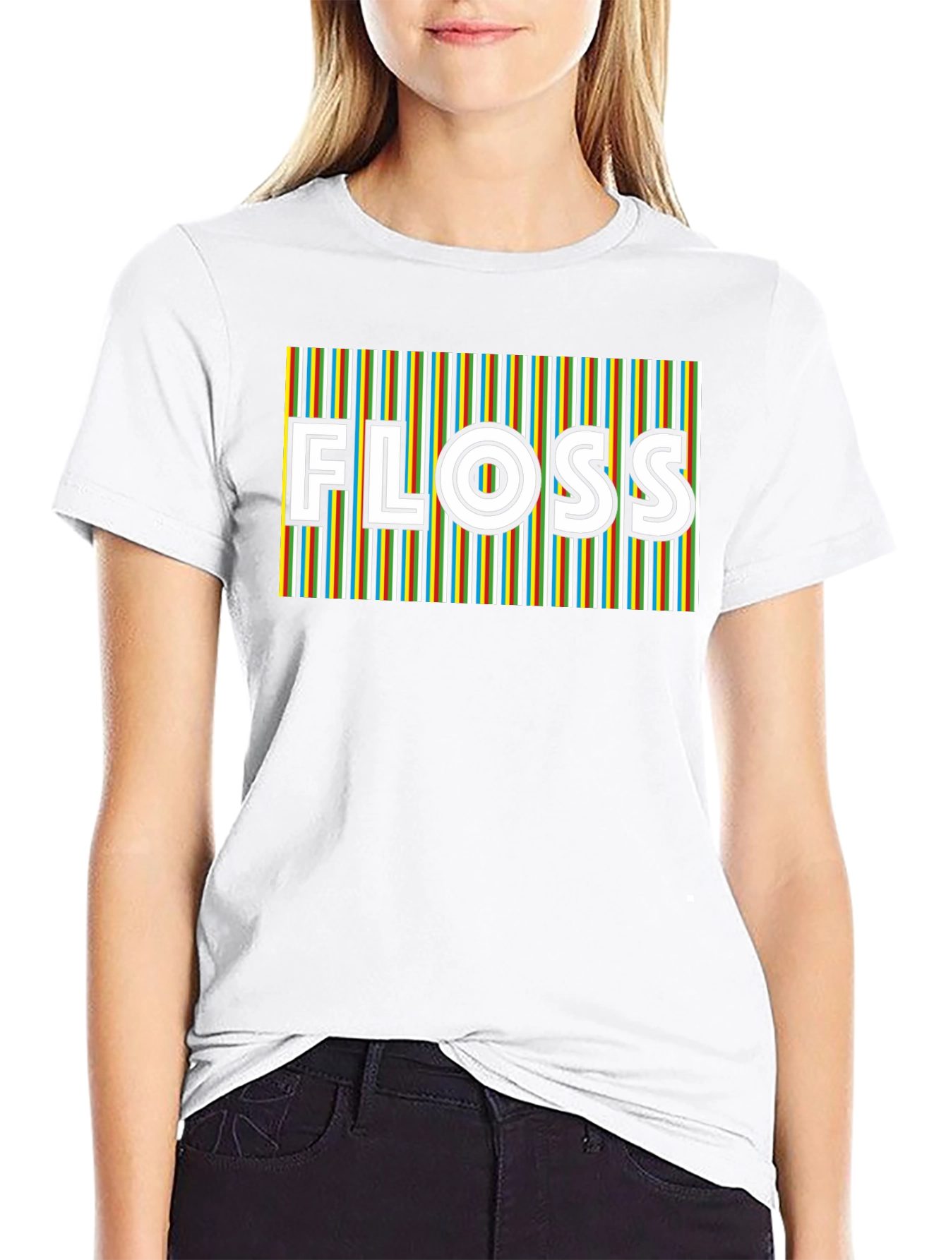 Retro Stripe Floss Graphic Tee - Black