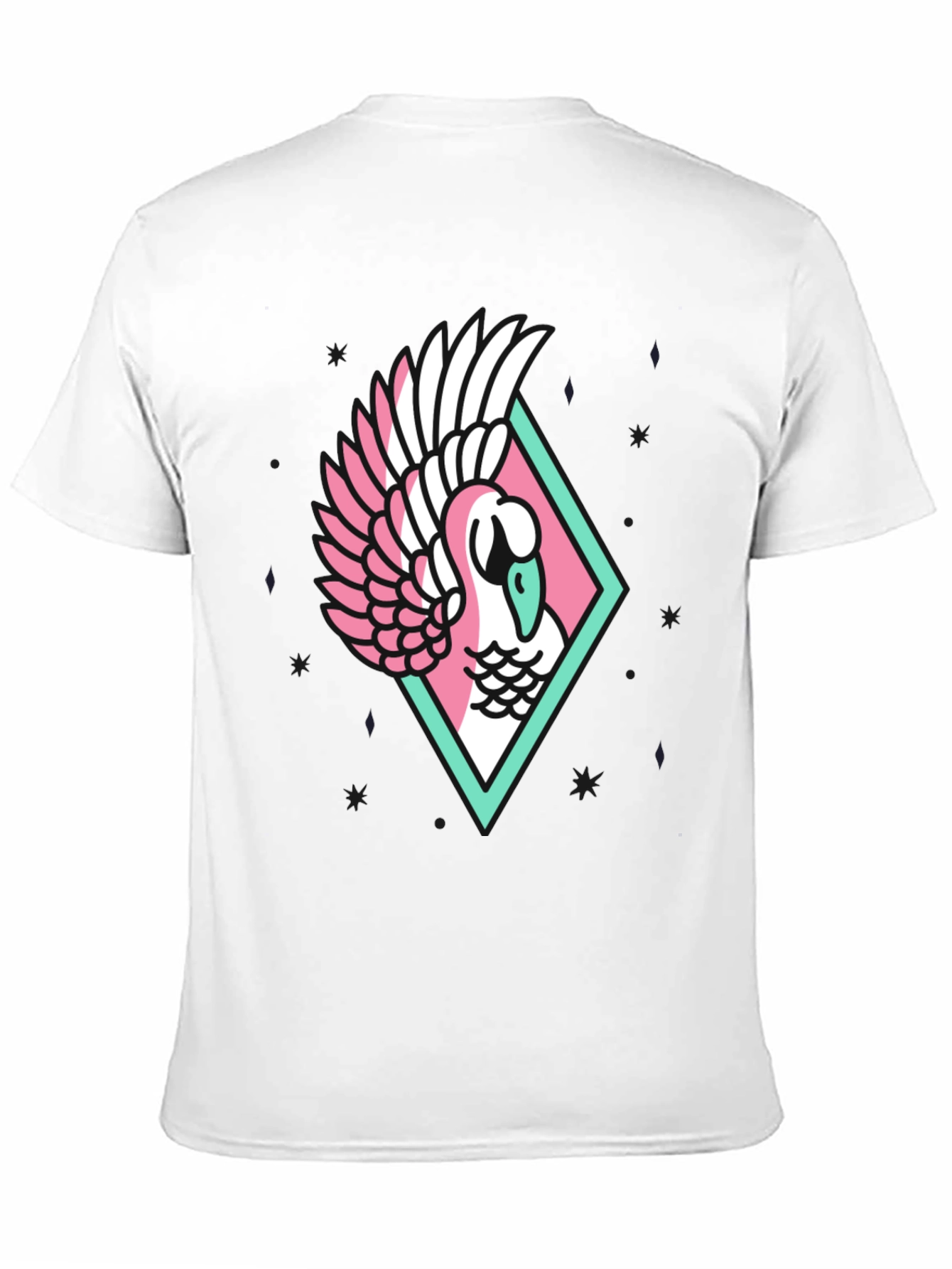 Geometric Swan Graphic Tee - Stylish Black T-Shirt
