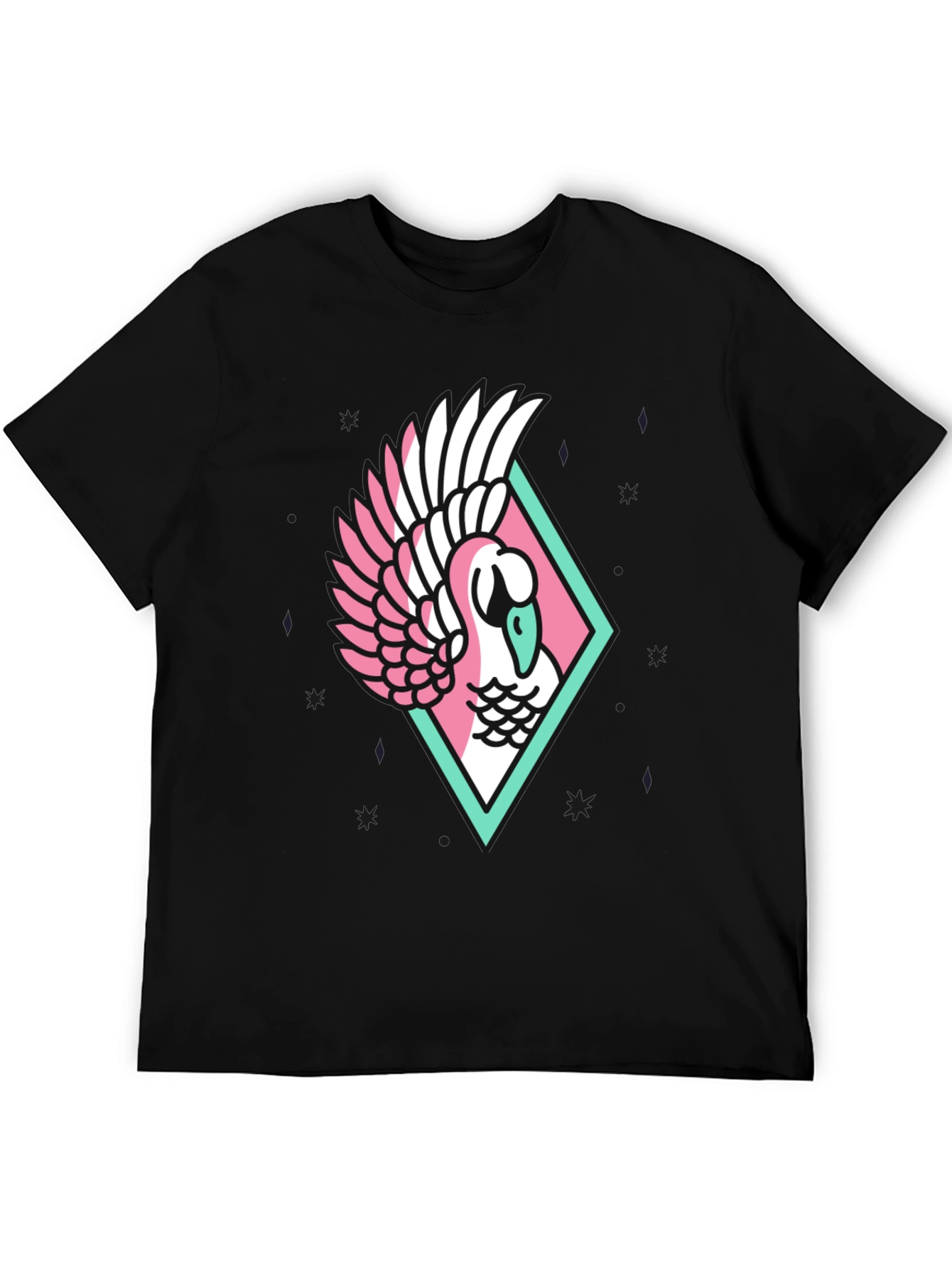 Geometric Swan Graphic Tee - Stylish Black T-Shirt