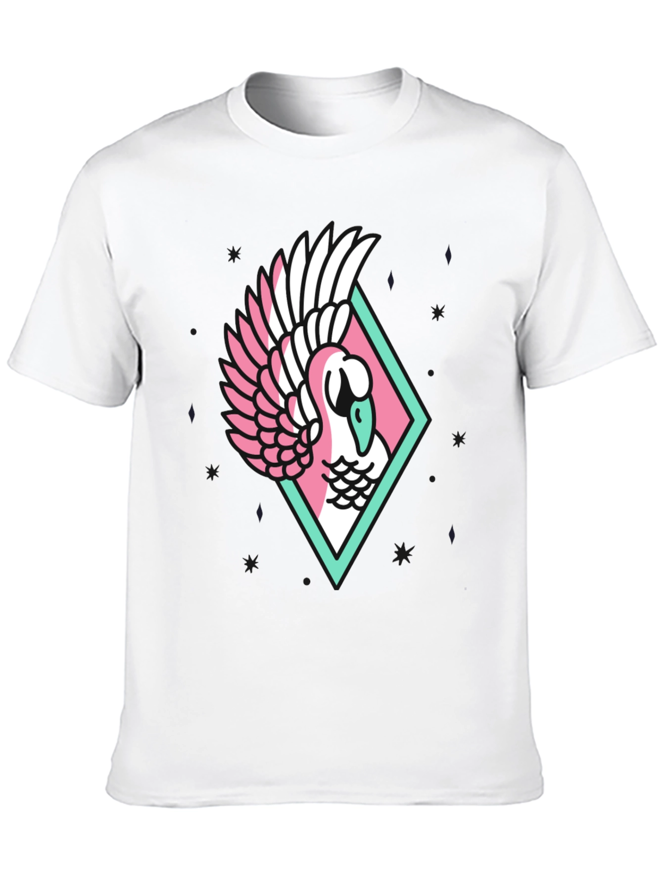 Geometric Swan Graphic Tee - Stylish Black T-Shirt