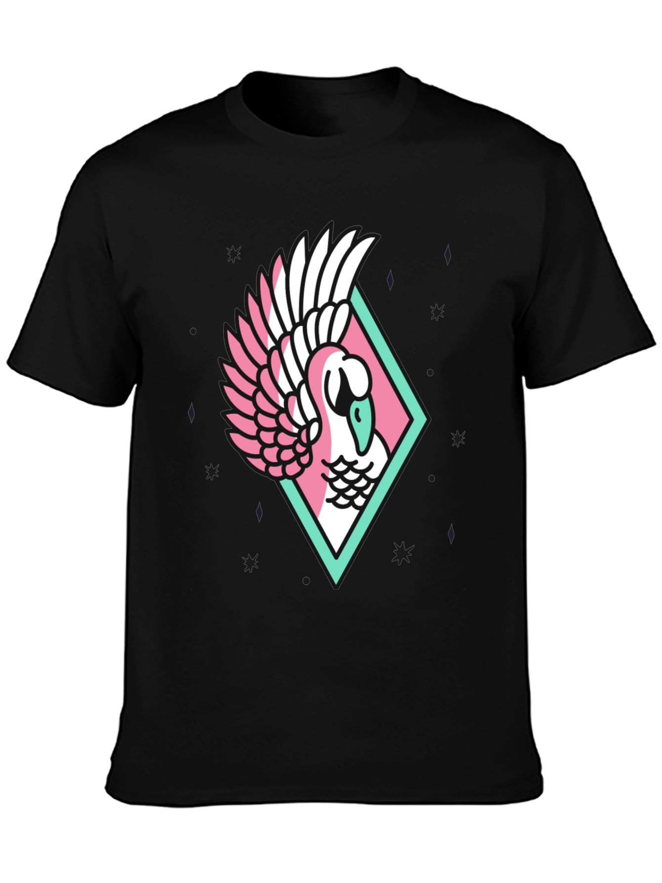 Geometric Swan Graphic Tee - Stylish Black T-Shirt