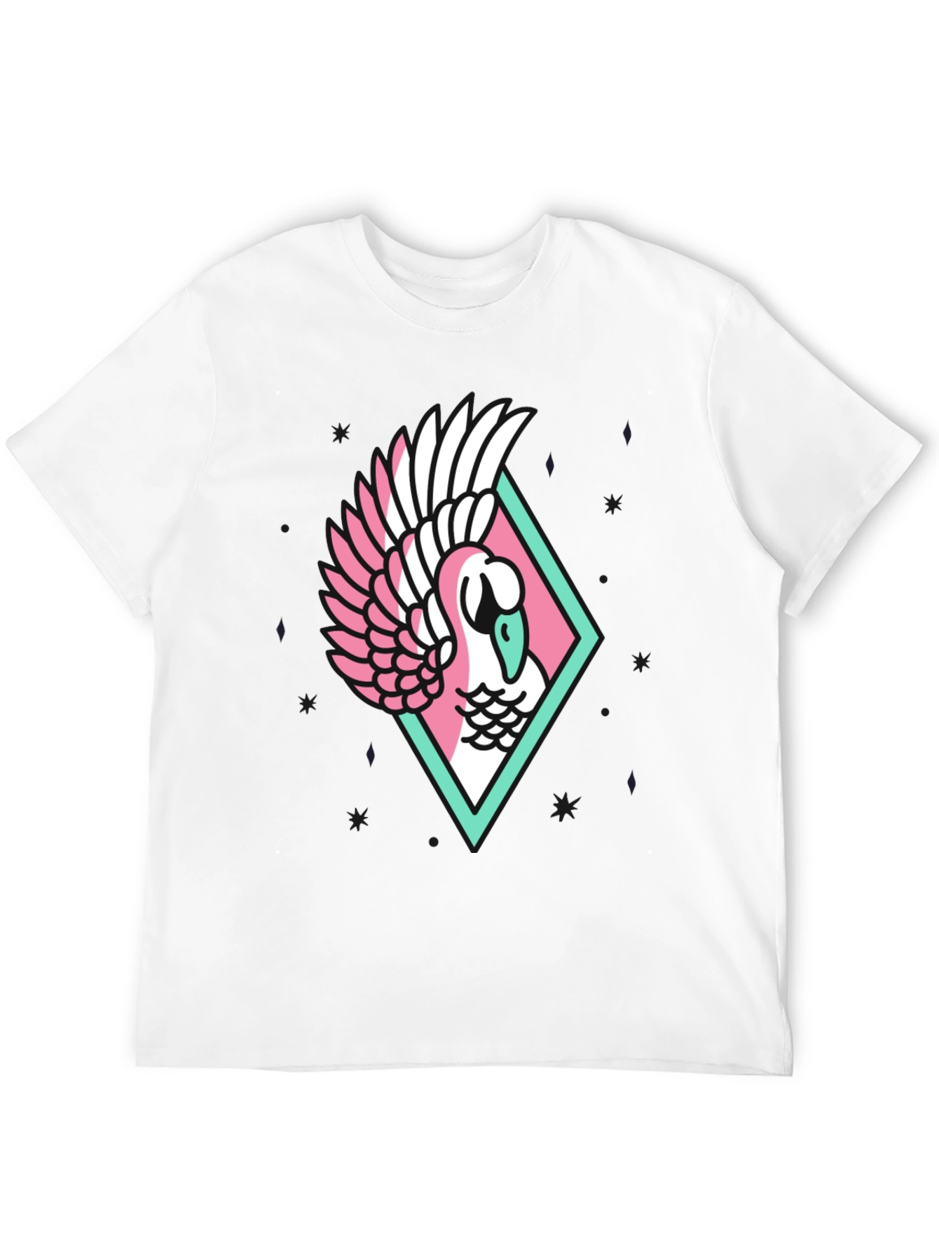 Geometric Swan Graphic Tee - Stylish Black T-Shirt