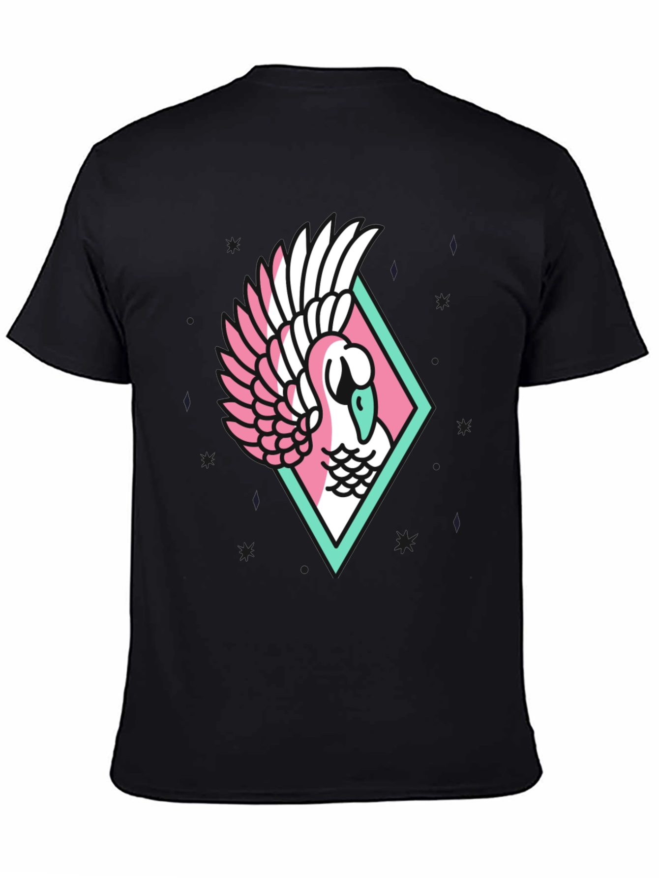 Geometric Swan Graphic Tee - Stylish Black T-Shirt