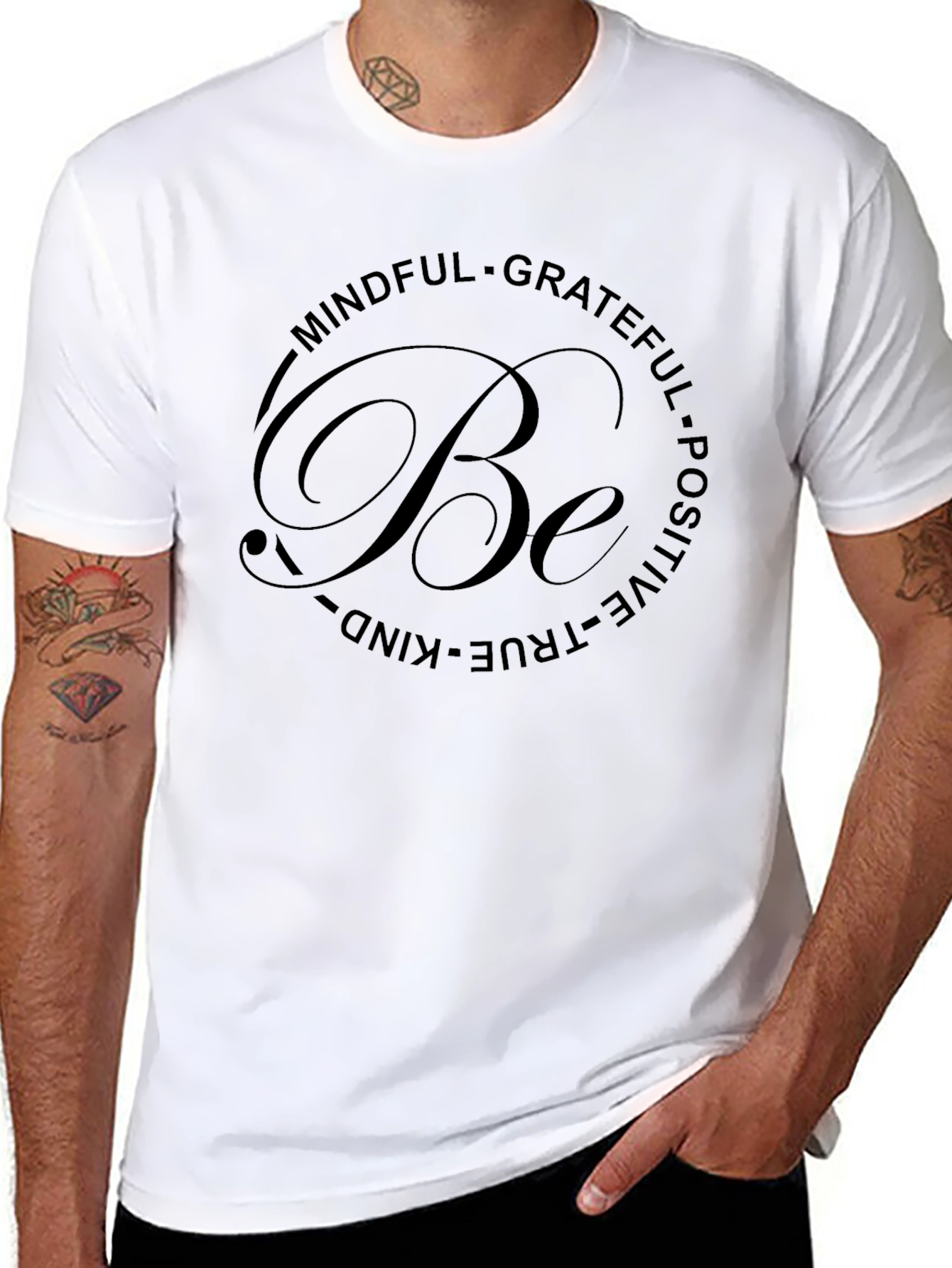Mindful Grateful Be Positive Black T-Shirt