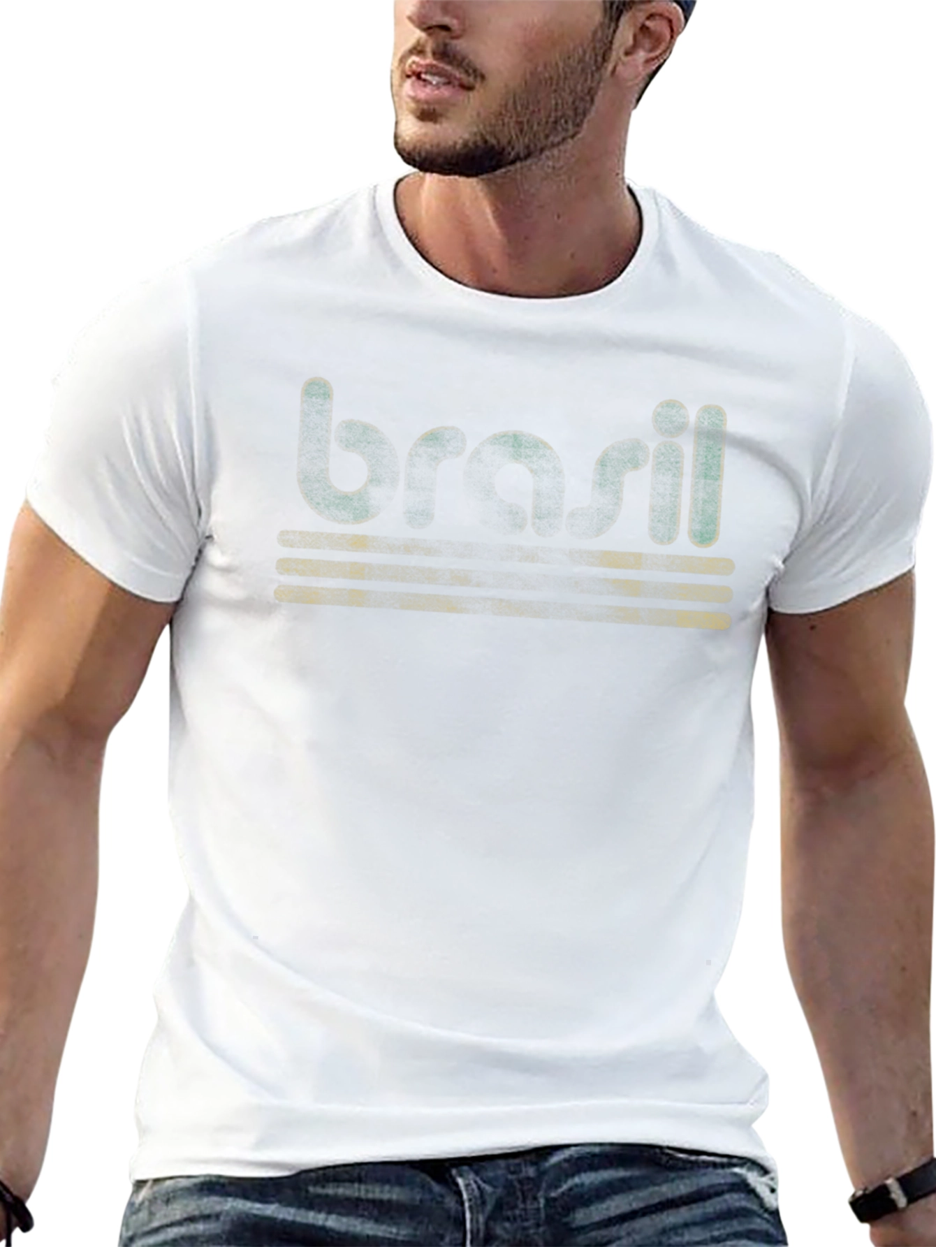 Retro Brasil Graphic Black T-Shirt