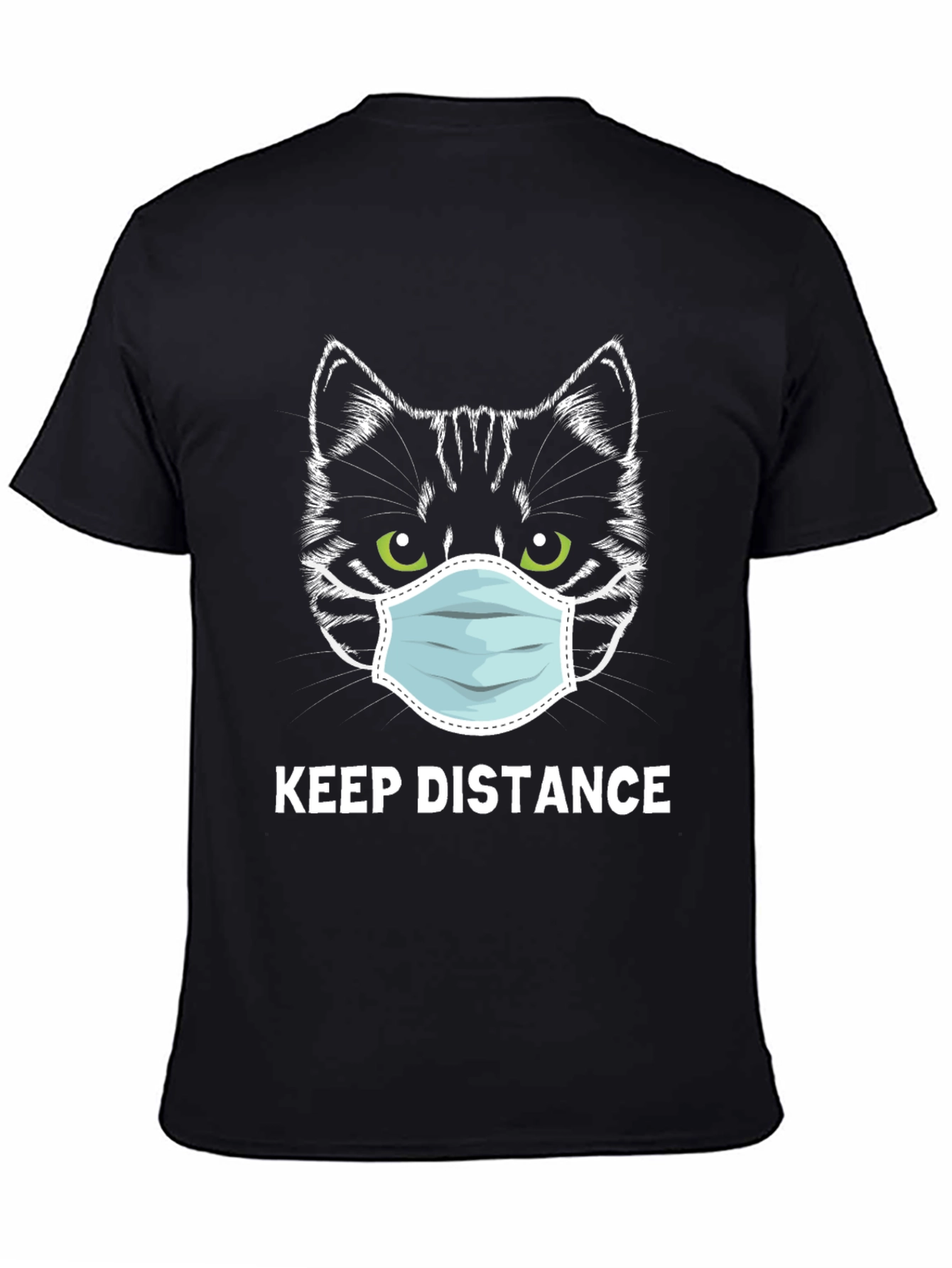 Keep Distance Cat Mask Graphic T-Shirt