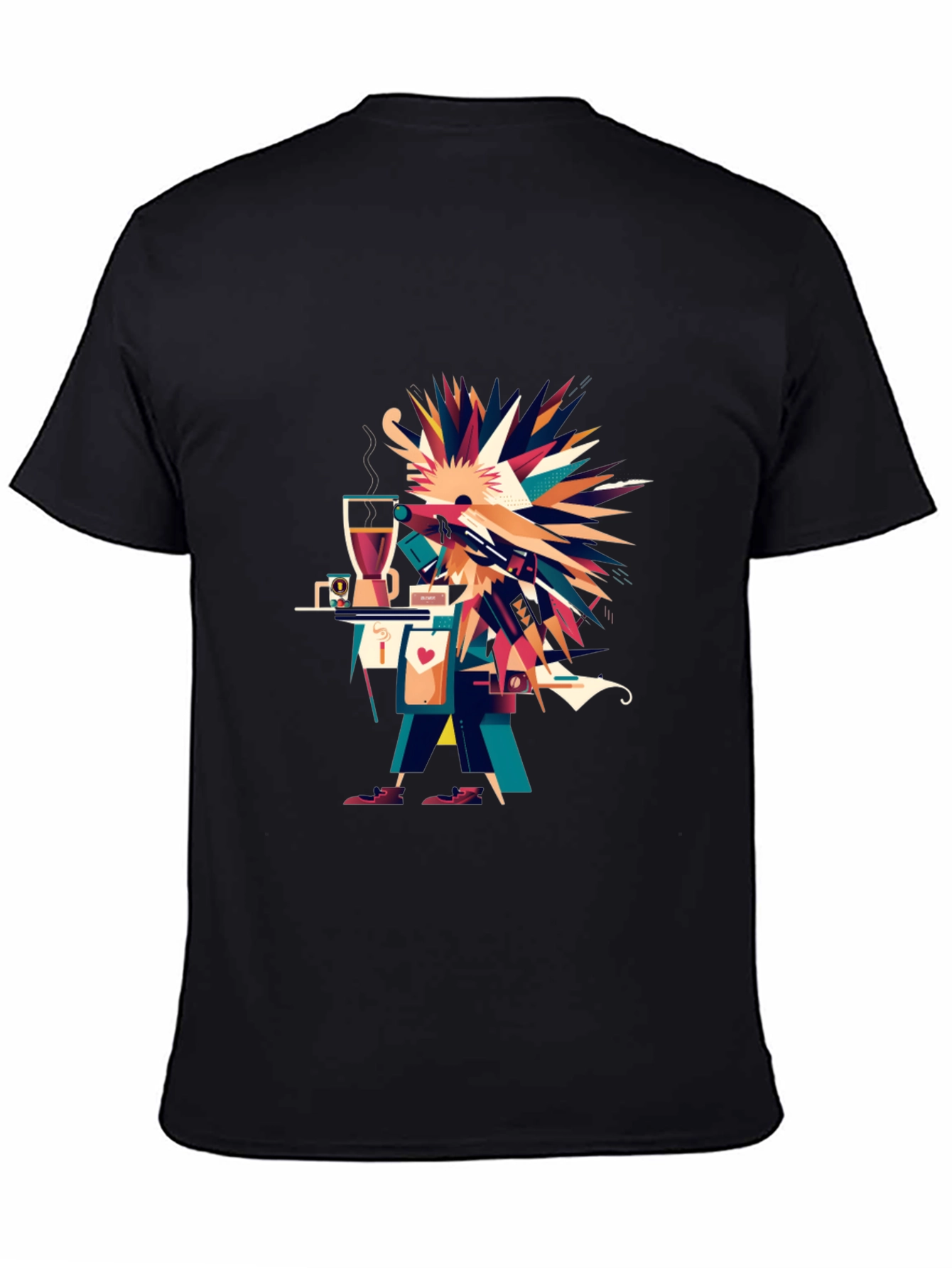 Abstract Graphic Print Black Casual Tee