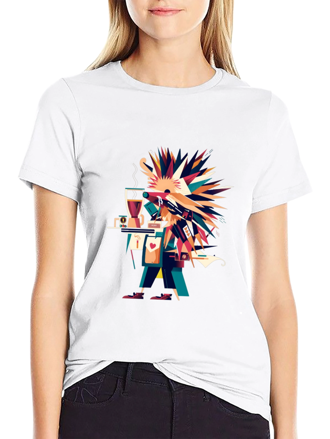 Abstract Graphic Print Black Casual Tee