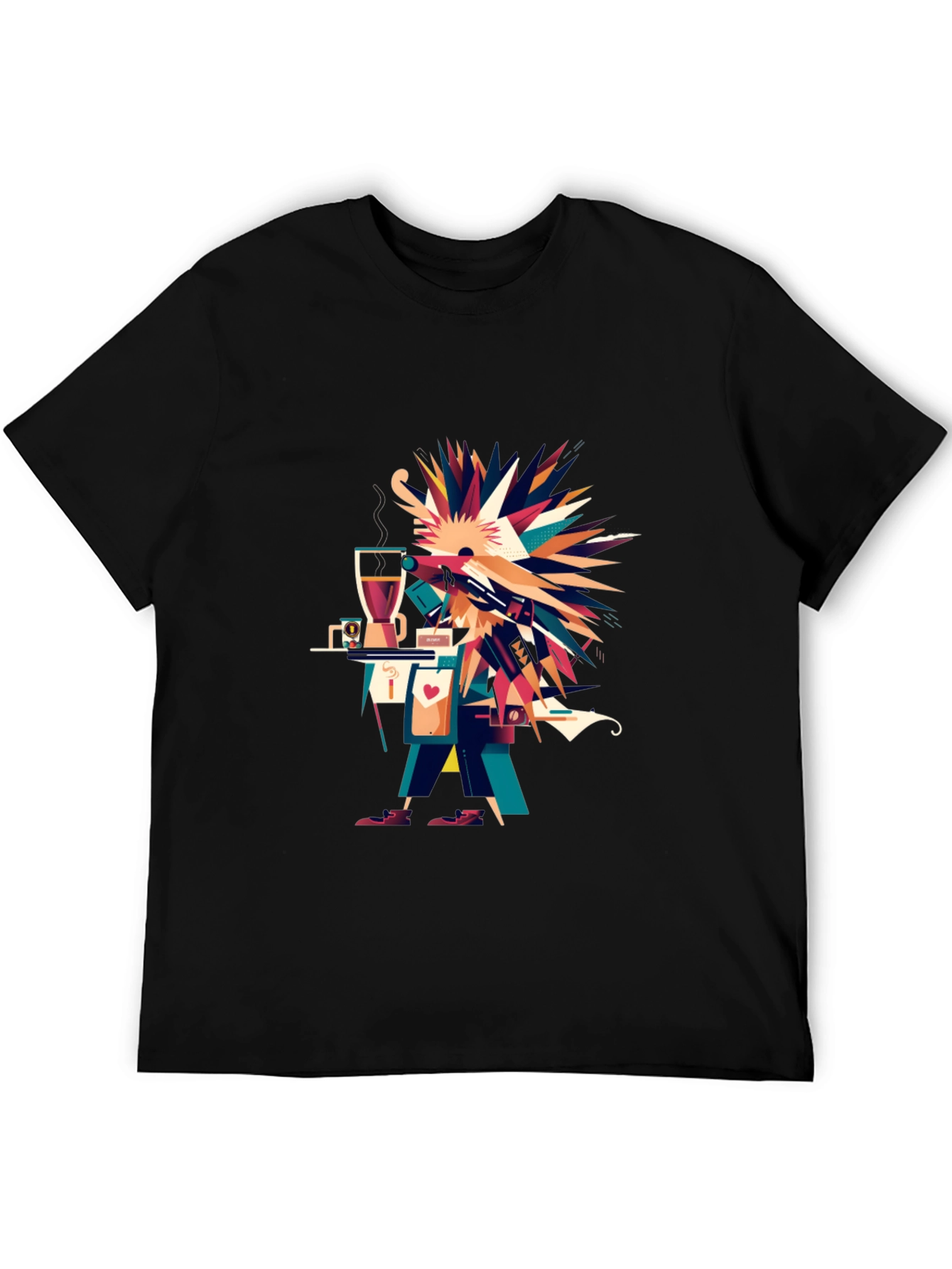 Abstract Graphic Print Black Casual Tee