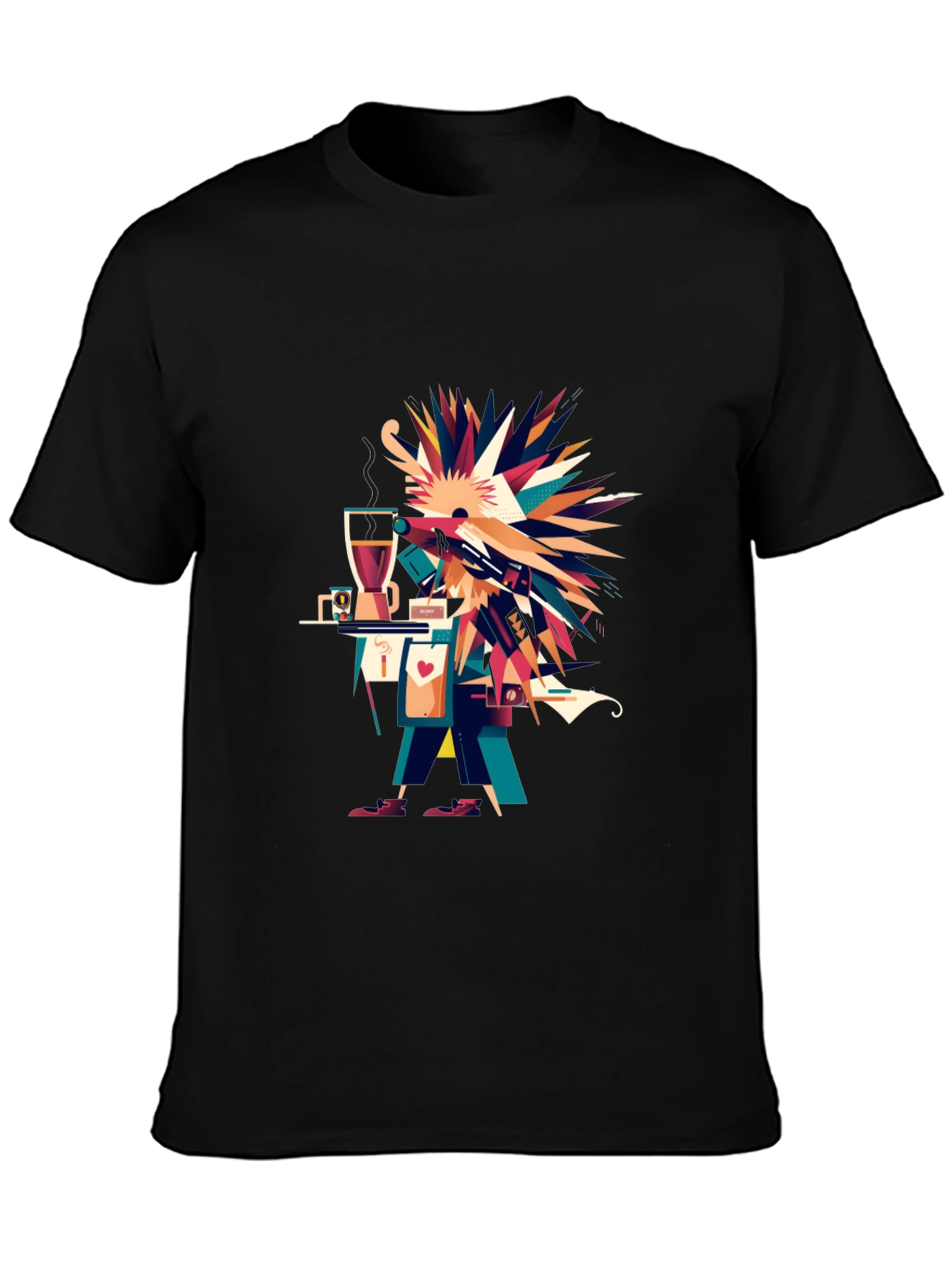 Abstract Graphic Print Black Casual Tee