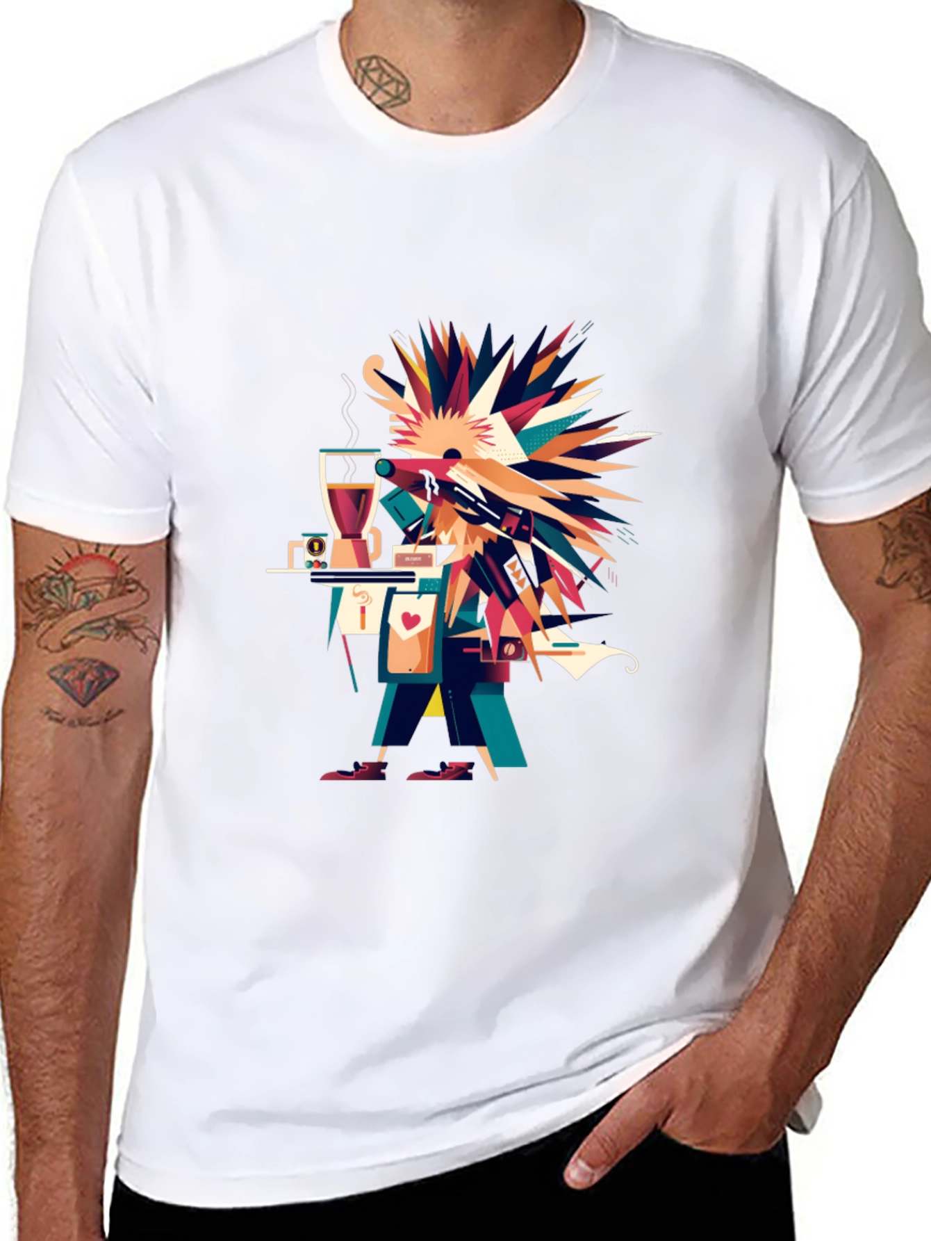 Abstract Graphic Print Black Casual Tee
