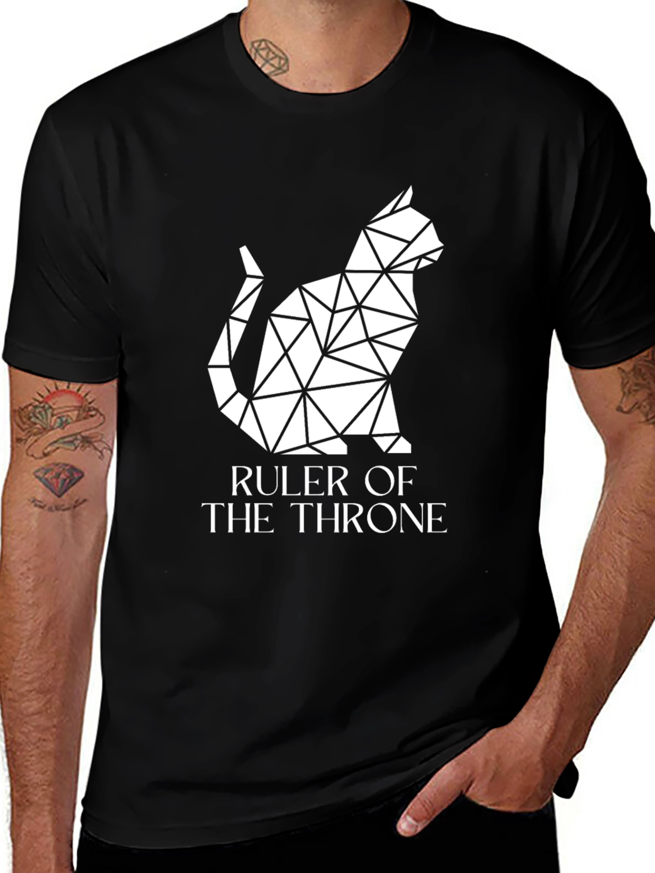 Ruler of the Throne Geometric Cat Graphic Tee