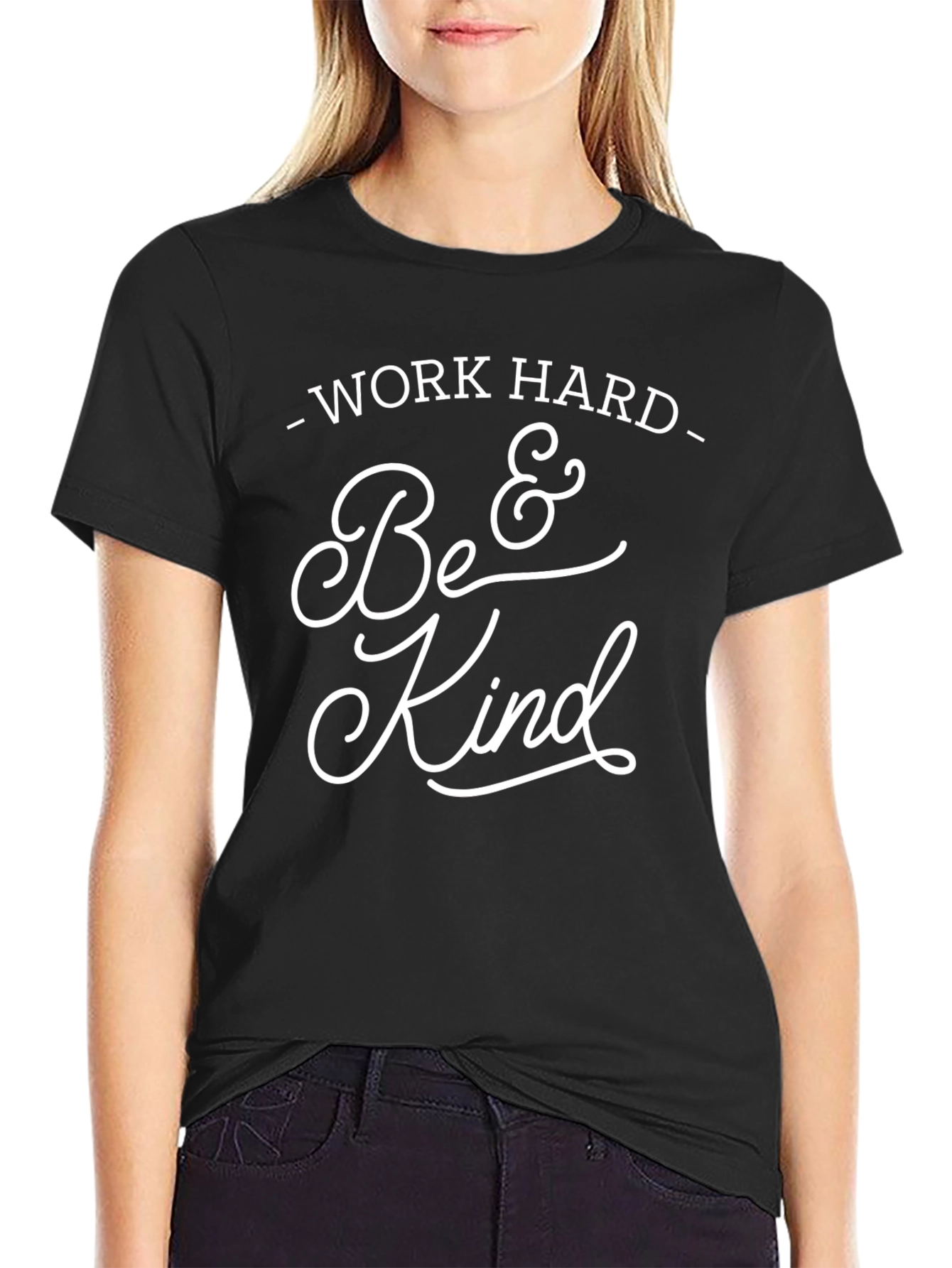 Work Hard Be Kind Black Graphic Tee