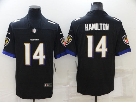 Men's Baltimore Ravens Kyle Hamilton #14 Black Game Jerseys