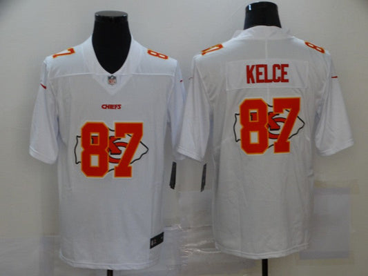Men's Kansas City Chiefs Travis Kelce #87 White Authentic Game Jerseys