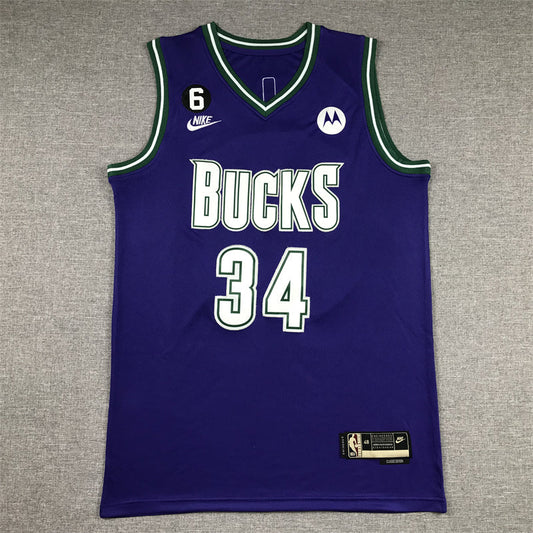 Men's Milwaukee Bucks Giannis Antetokounmpo #34 Purple 2022/23 Swingman Jerseys - Classic Edition