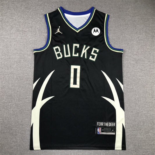 Men's Milwaukee Bucks Damian Lillard #0 Black Fast Break Player Jerseys - Statement Edition