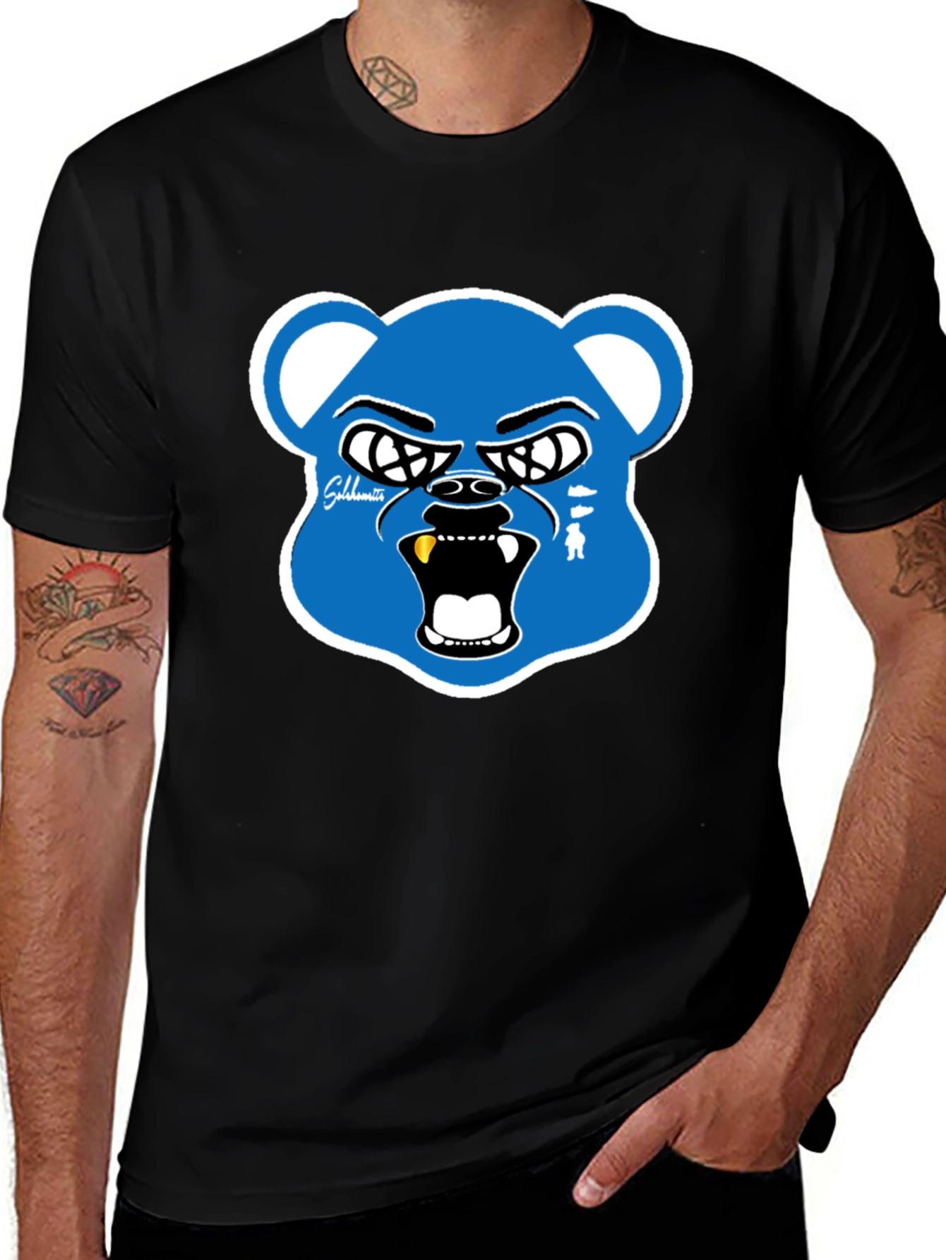Edgy Bear Graphic Tee - Mens Black T-Shirt