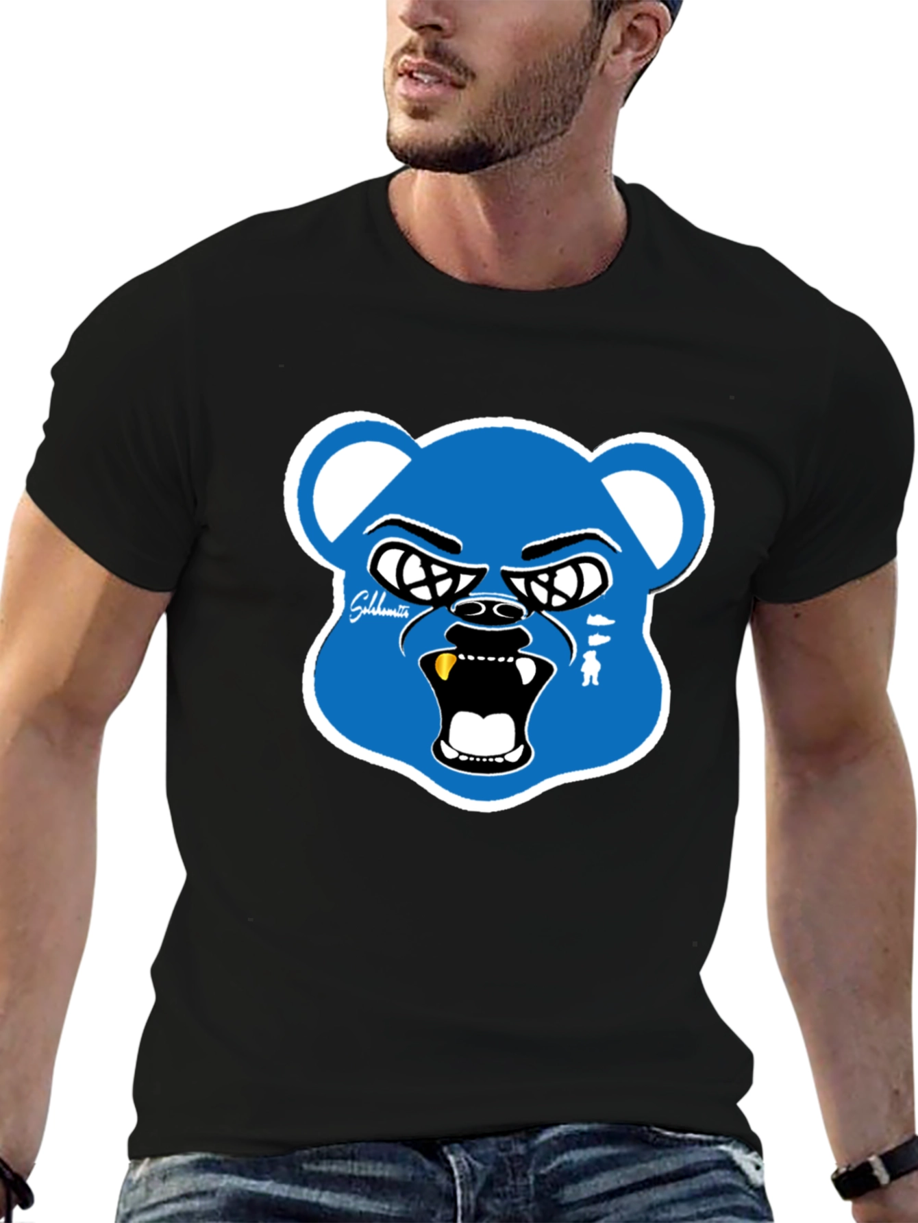 Edgy Bear Graphic Tee - Mens Black T-Shirt