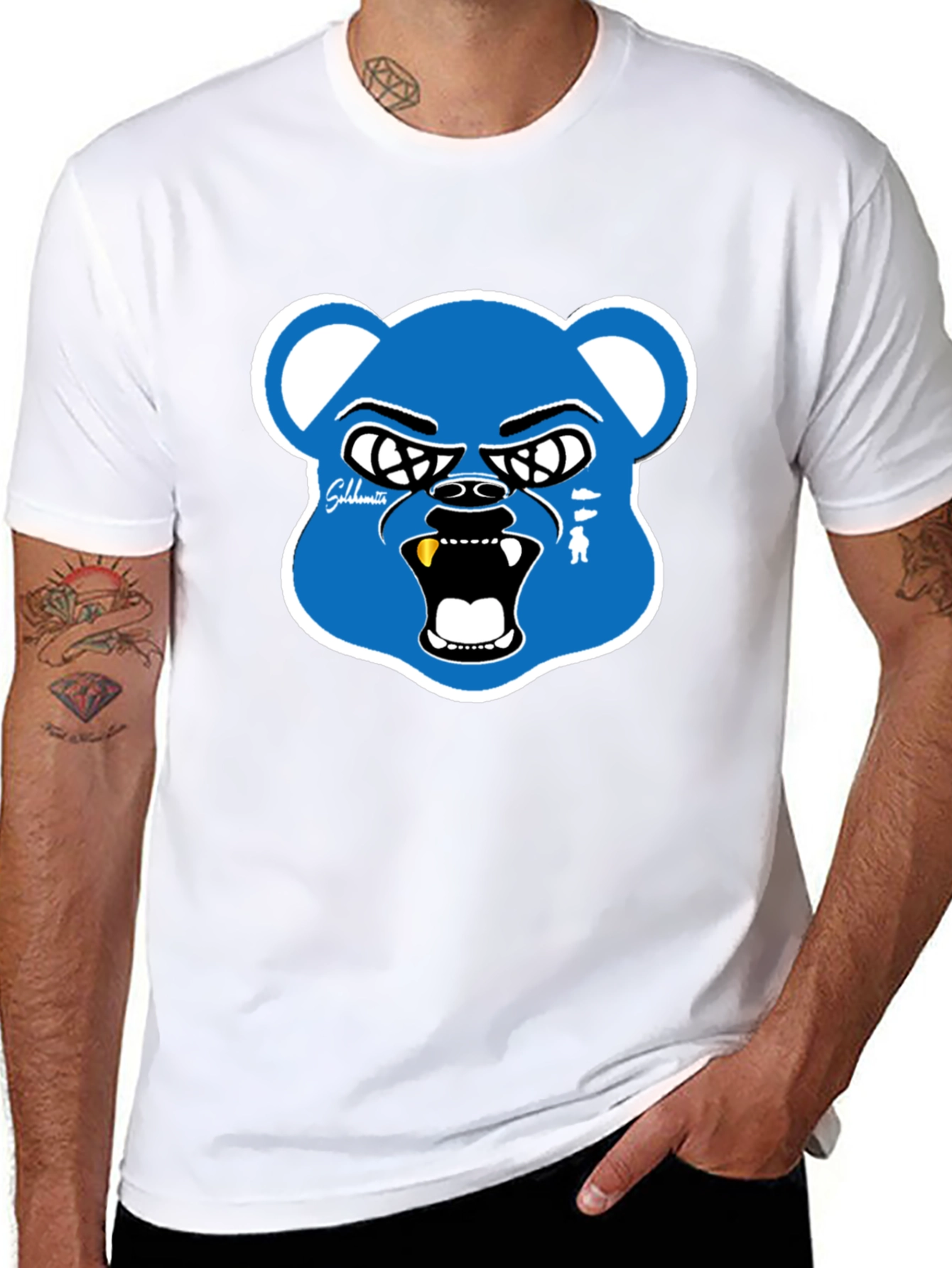 Edgy Bear Graphic Tee - Mens Black T-Shirt