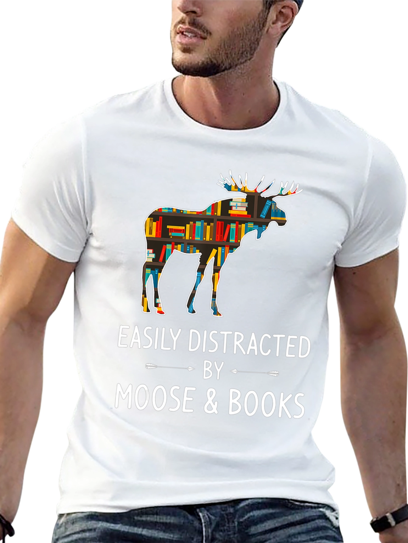 Easily Distracted by Moose and Books T-Shirt