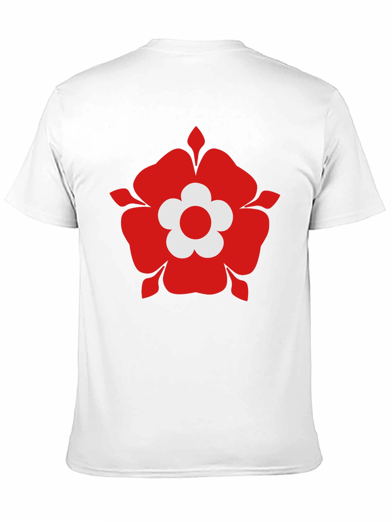 Red Flower Graphic Black T-Shirt