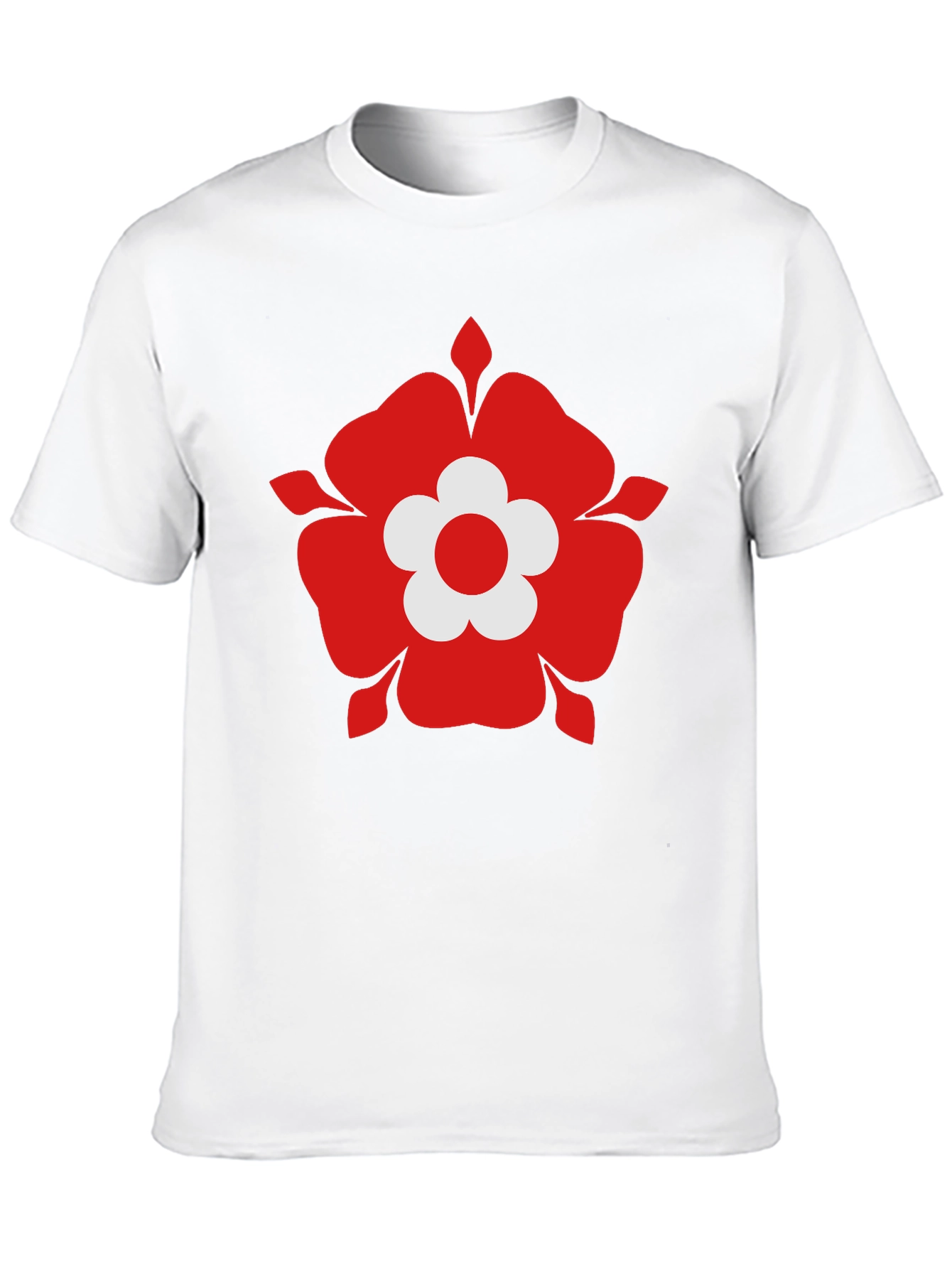 Red Flower Graphic Black T-Shirt