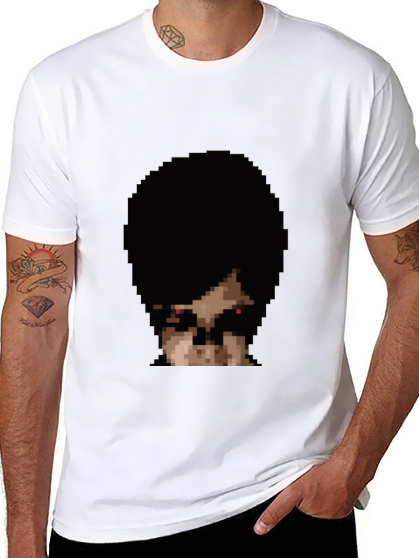 Pixel Horror Face Black T-Shirt